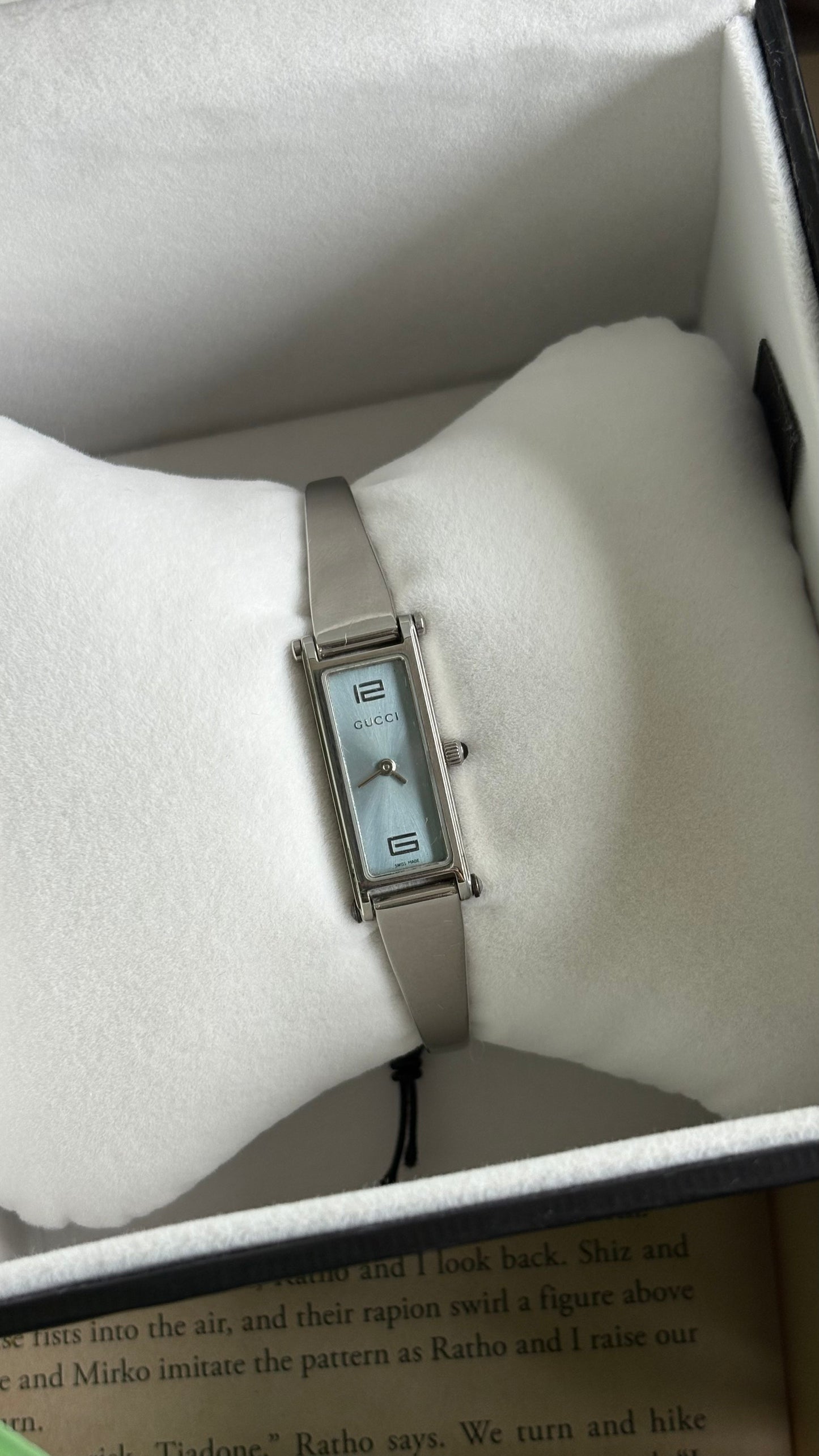 Vintage Gucci 1500L Watch in Silver Tone Baby Blue Dial with Gucci Box