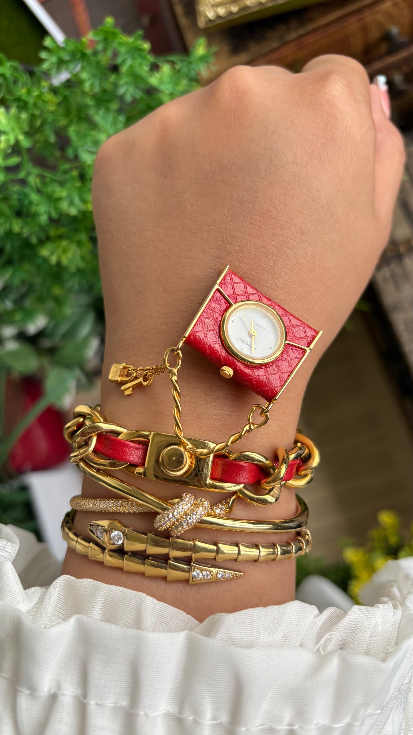 Extremely Rare Beautiful Vintage Bag Charm Watch in Gold Tone Hermes Style