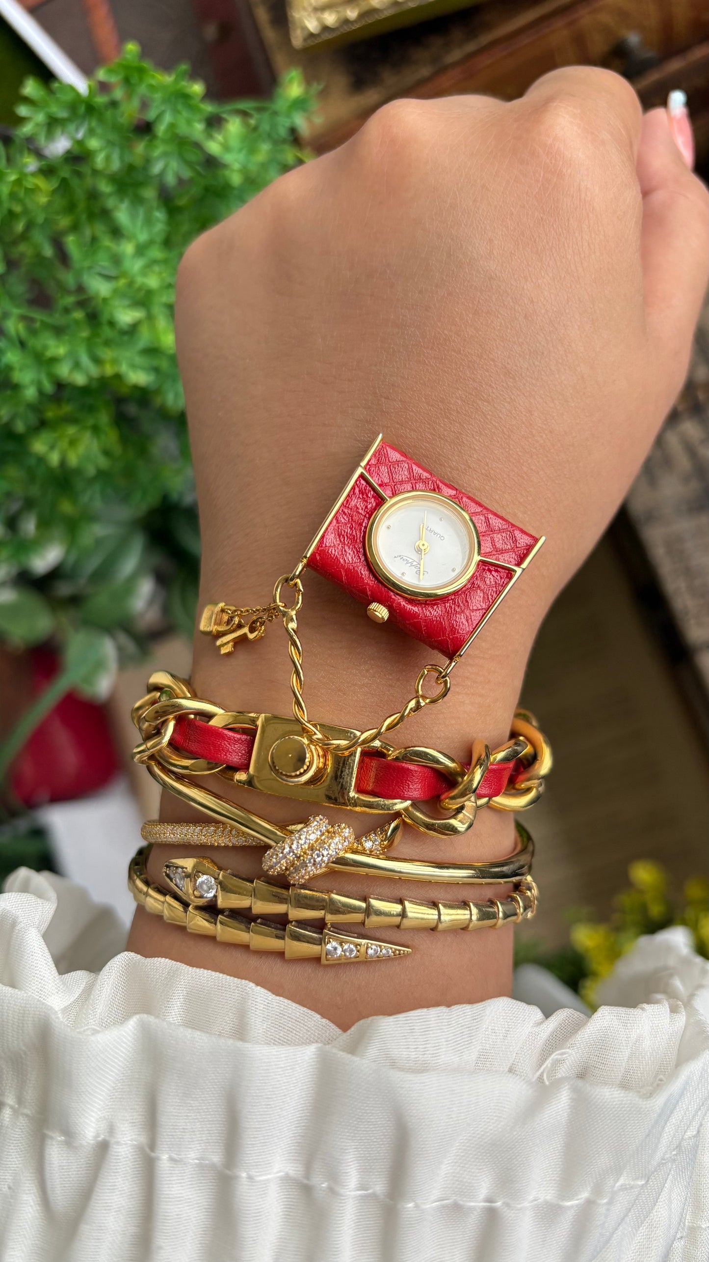 Extremely Rare Beautiful Vintage Bag Charm Watch in Gold Tone Hermes Style