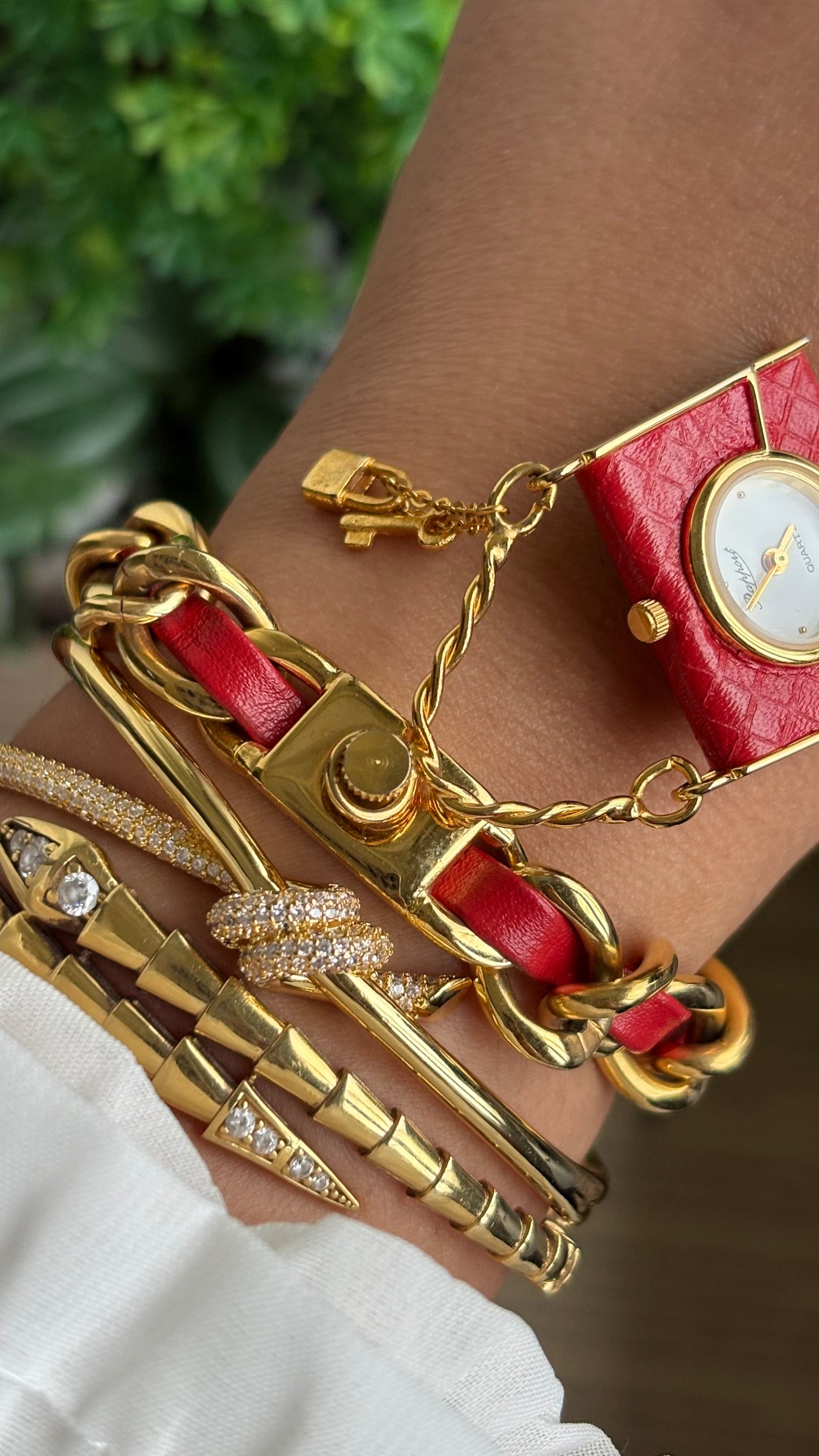 Extremely Rare Beautiful Vintage Bag Charm Watch in Gold Tone Hermes Style