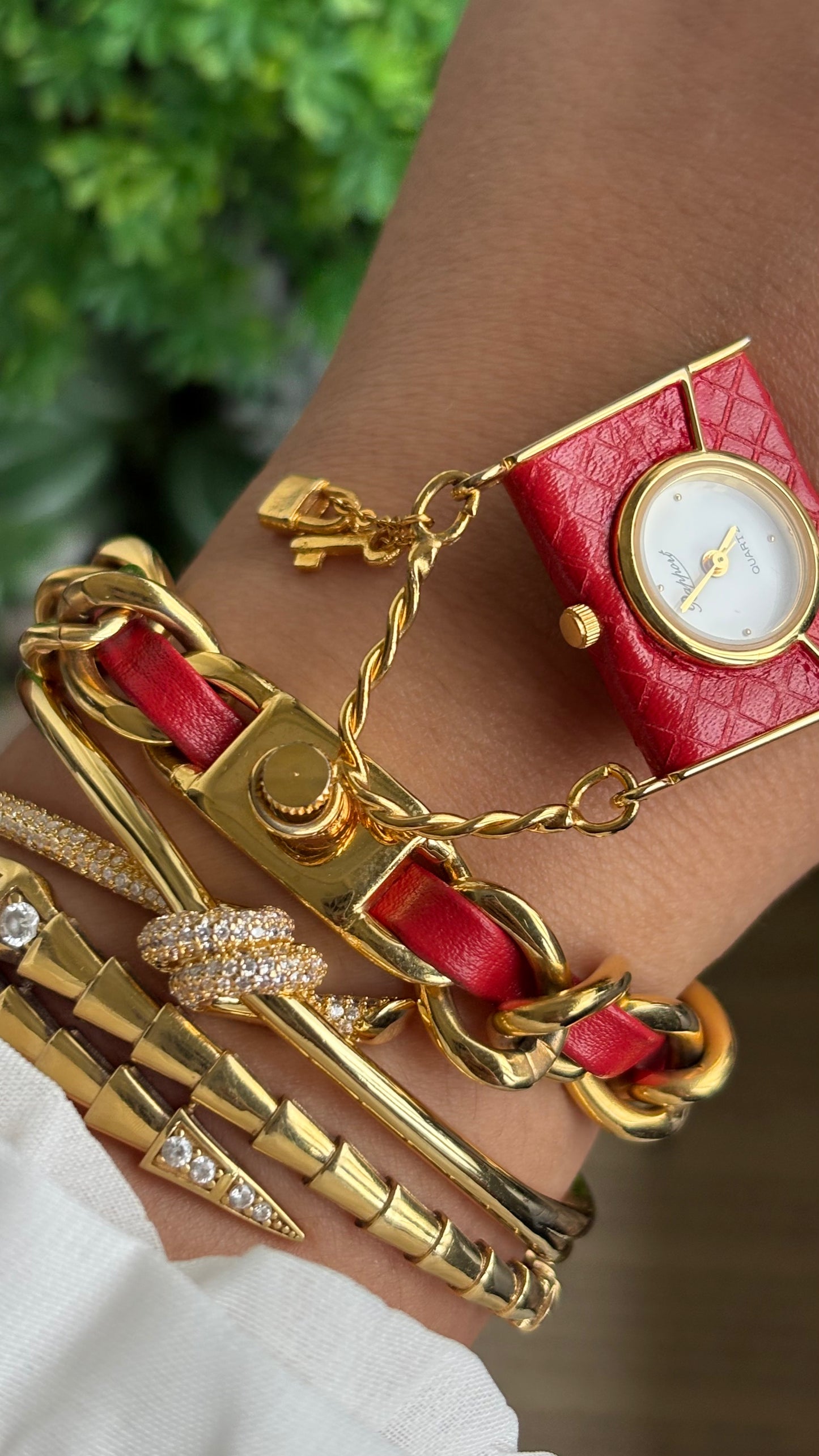 Extremely Rare Beautiful Vintage Bag Charm Watch in Gold Tone Hermes Style