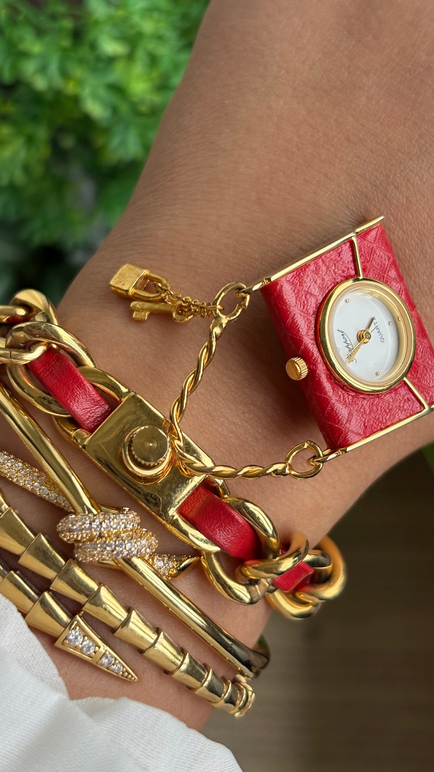 Extremely Rare Beautiful Vintage Bag Charm Watch in Gold Tone Hermes Style