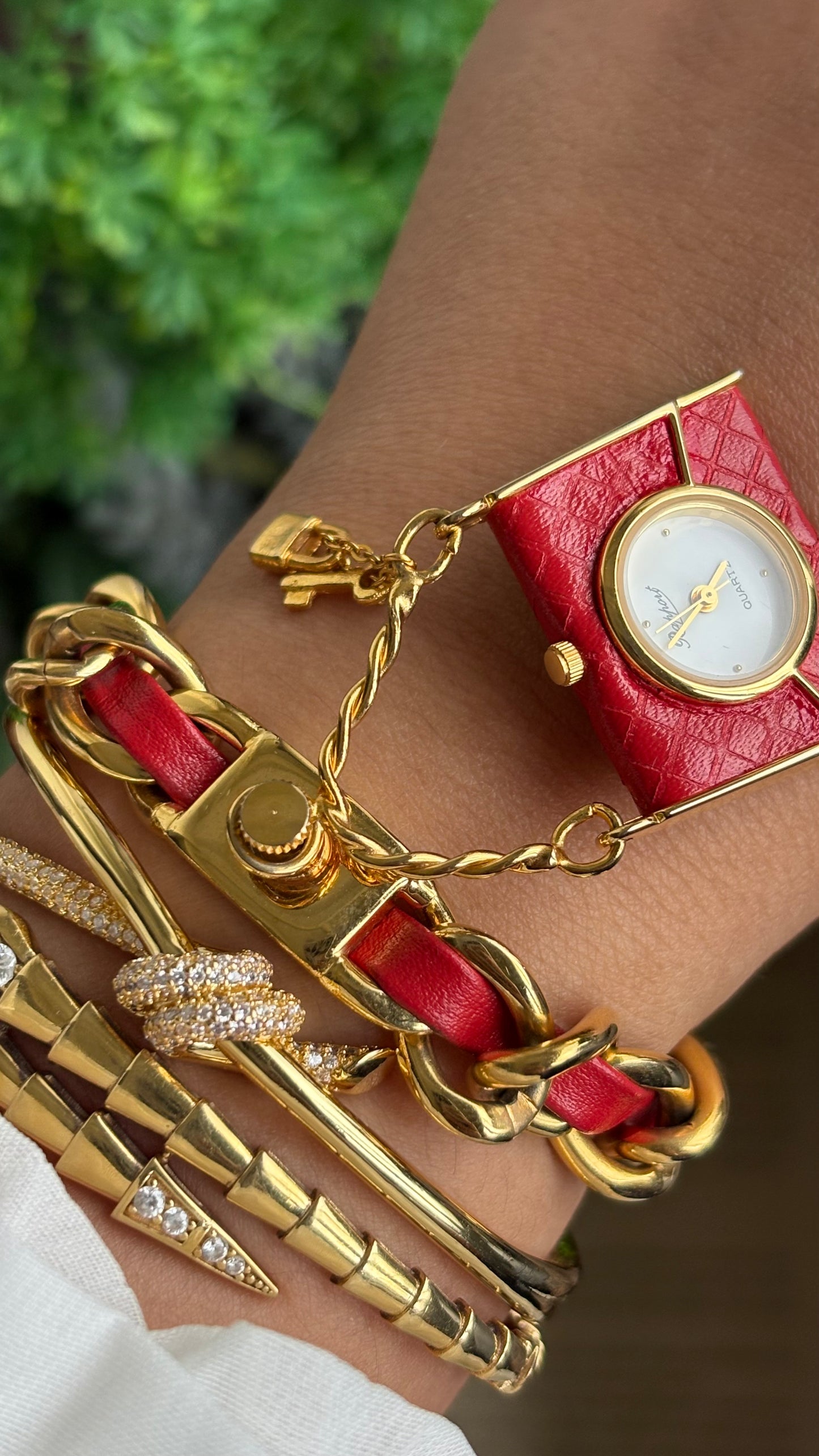 Extremely Rare Beautiful Vintage Bag Charm Watch in Gold Tone Hermes Style