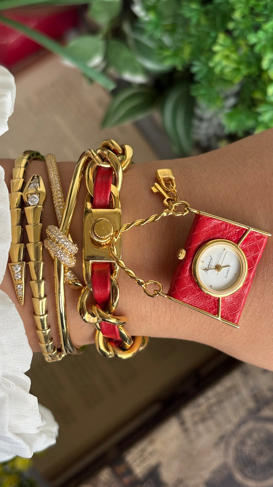 Extremely Rare Beautiful Vintage Bag Charm Watch in Gold Tone Hermes Style