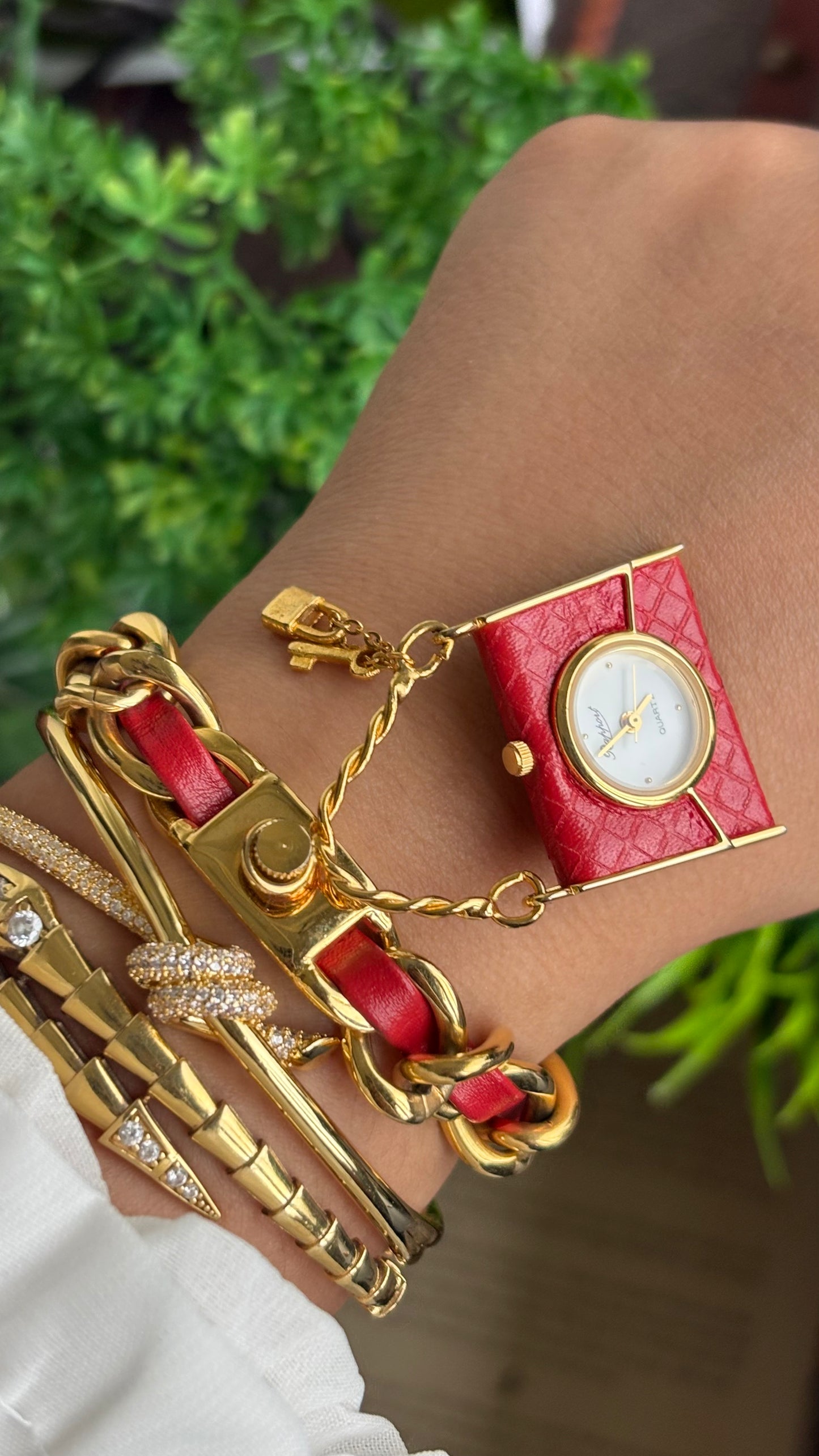 Extremely Rare Beautiful Vintage Bag Charm Watch in Gold Tone Hermes Style