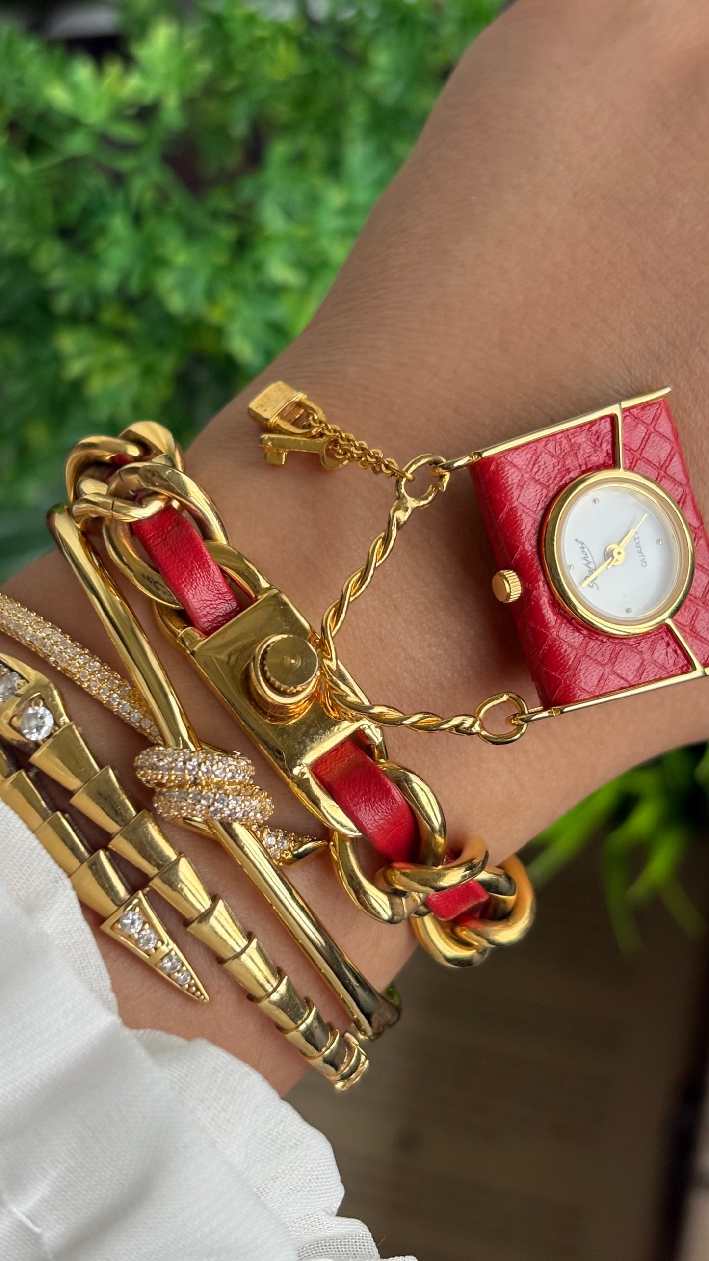 Extremely Rare Beautiful Vintage Bag Charm Watch in Gold Tone Hermes Style