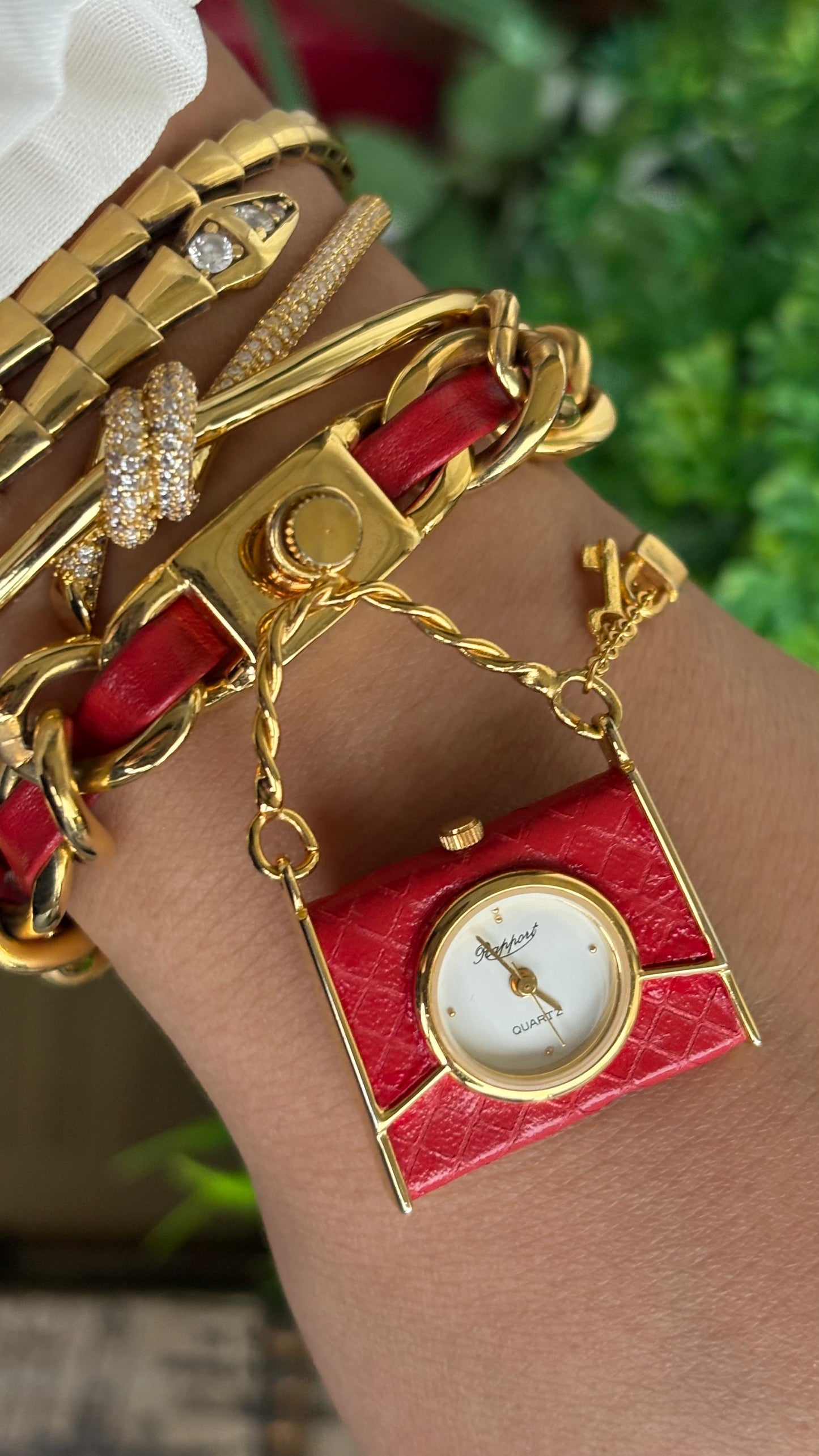 Extremely Rare Beautiful Vintage Bag Charm Watch in Gold Tone Hermes Style
