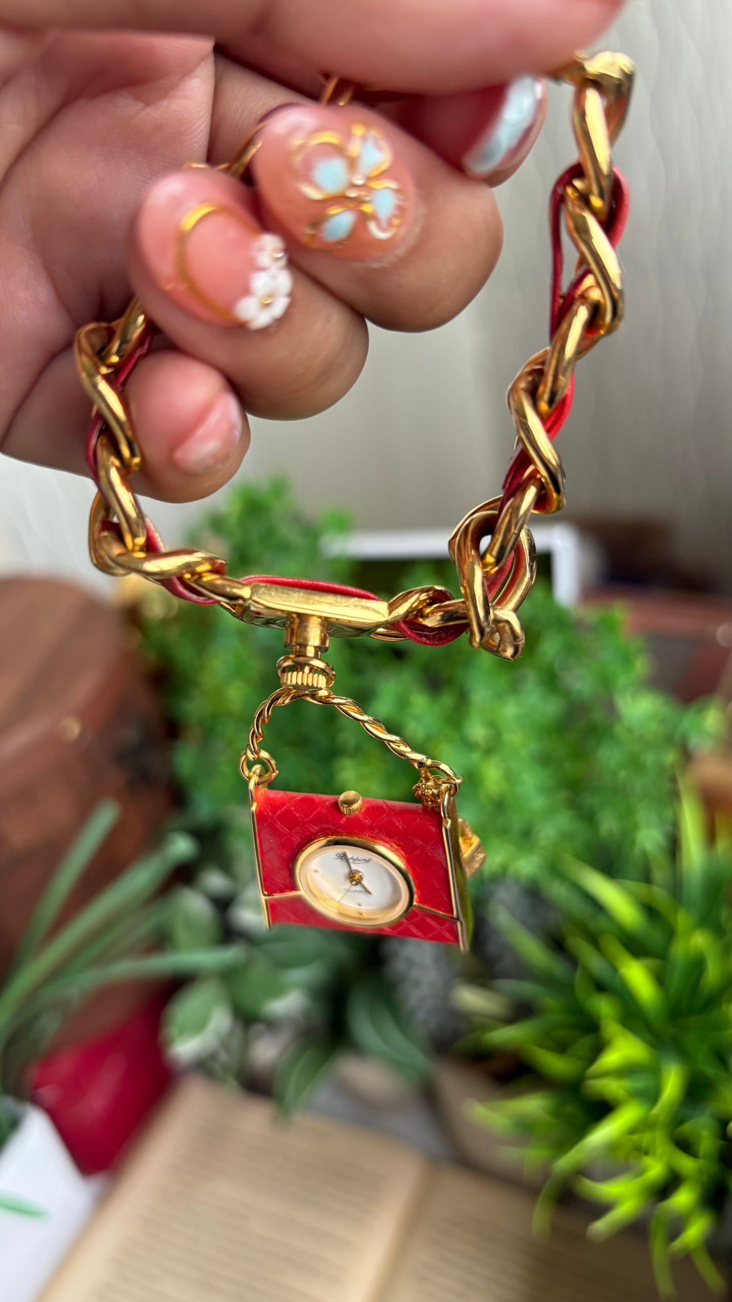 Extremely Rare Beautiful Vintage Bag Charm Watch in Gold Tone Hermes Style