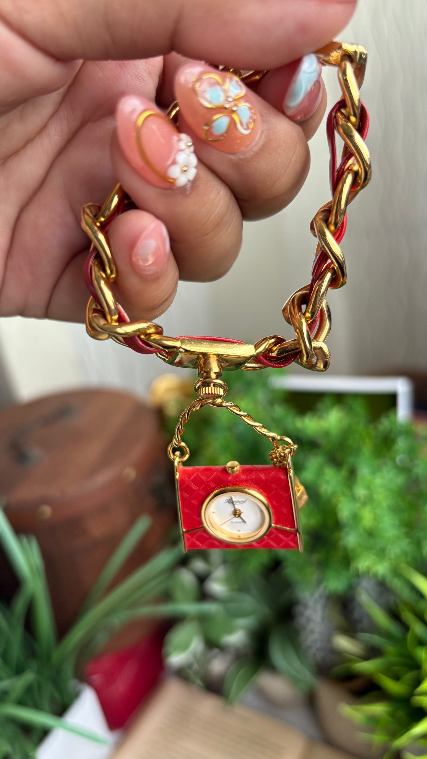 Extremely Rare Beautiful Vintage Bag Charm Watch in Gold Tone Hermes Style