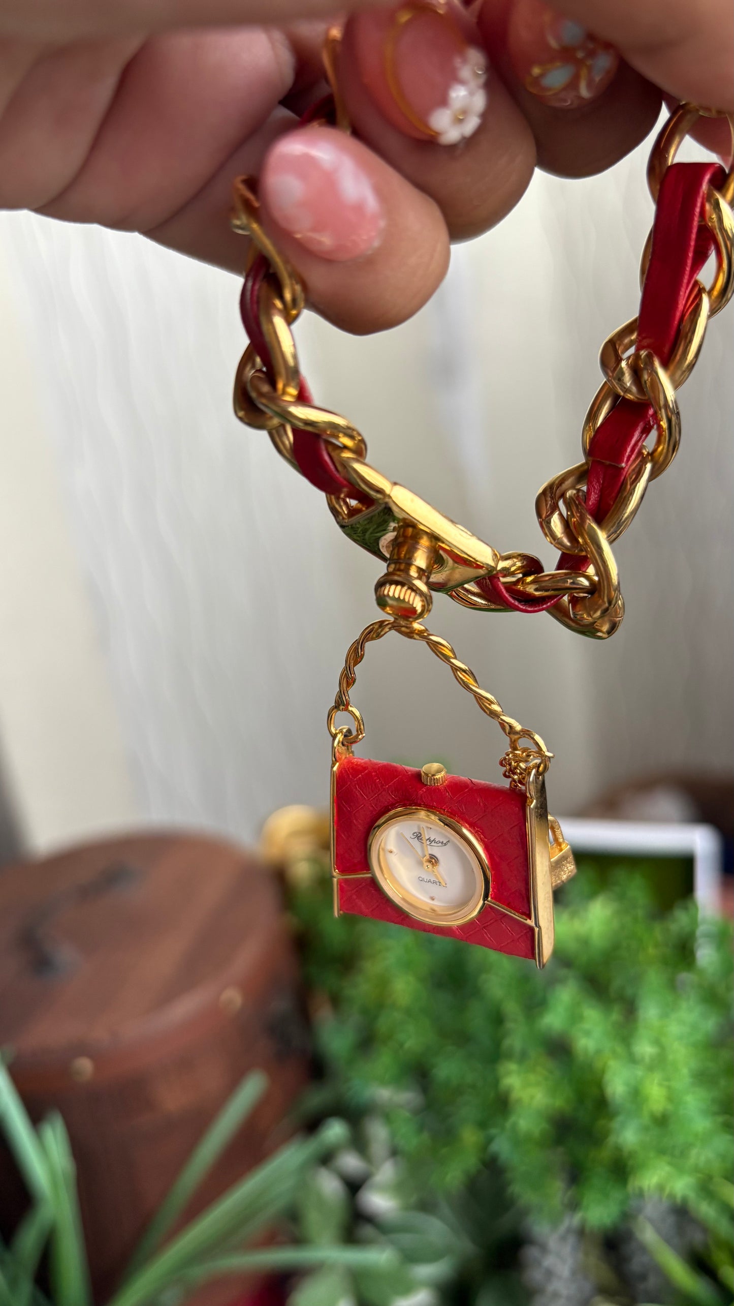 Extremely Rare Beautiful Vintage Bag Charm Watch in Gold Tone Hermes Style