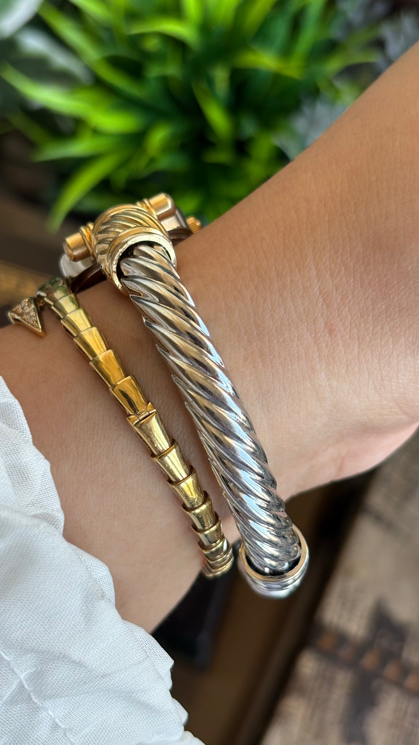 Vintage Gruen Bangle Watch in Two-Tone Versace Inspired
