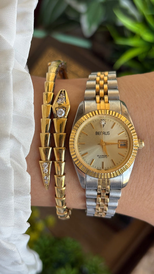 Vintage Benrus Diamond Watch in Two-Tone (Rolex Style) with Day Date