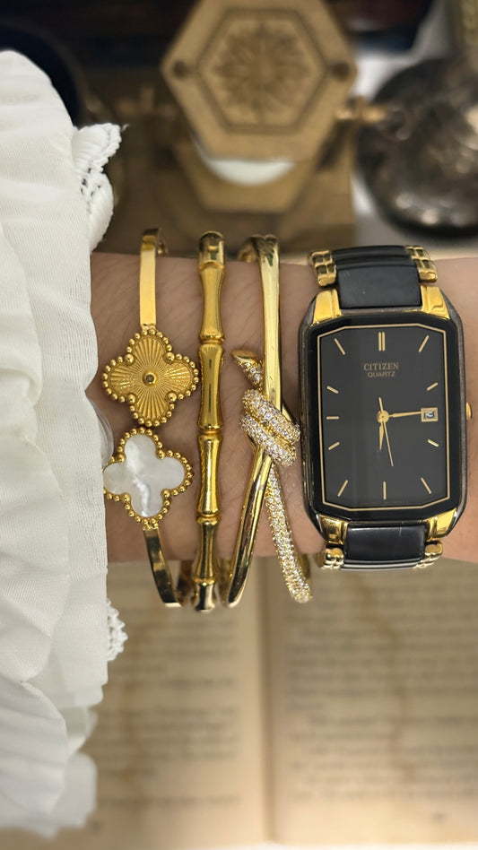 Rare Vintage Citizen Date Window Tank Watch in Gold Tone Quartz