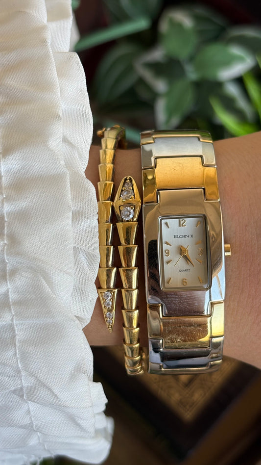 Vintage Elgin Bangle Watch in Two-Tone