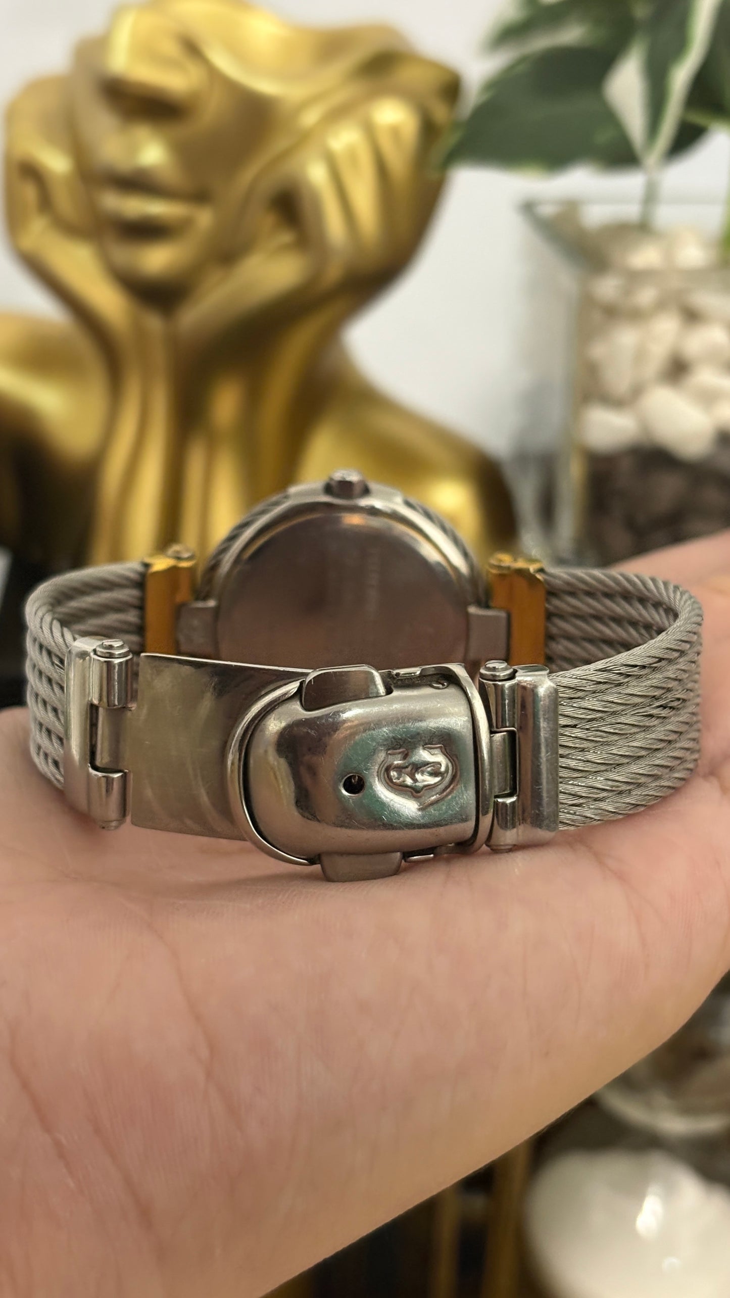 Rare Vintage Philippe Charriol Swiss Roman Dial Bangle Watch in Two-Tone Quartz