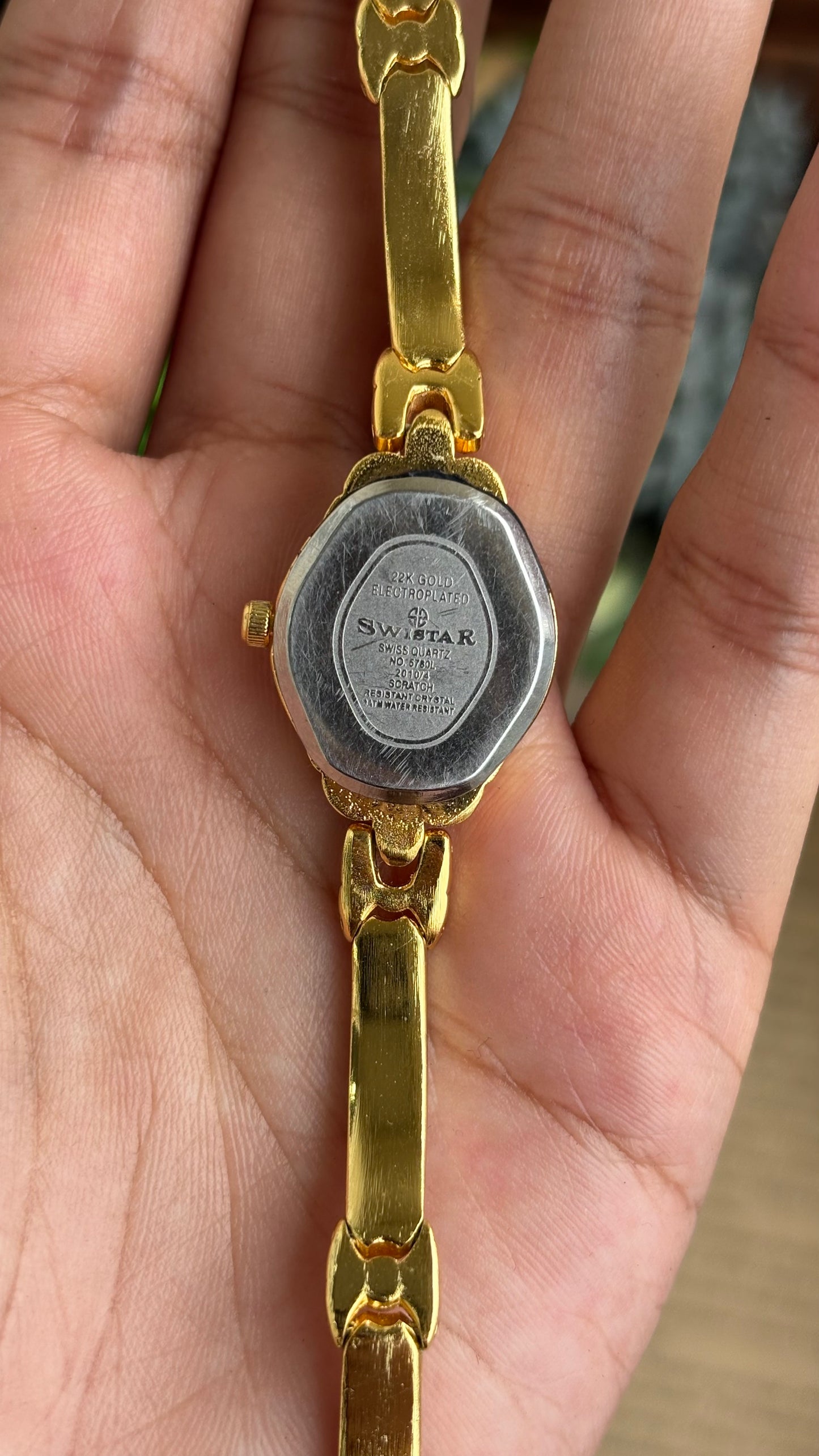 Vintage Coquette Swistar Swiss Watch in Gold Tone 22K Gold Electroplated