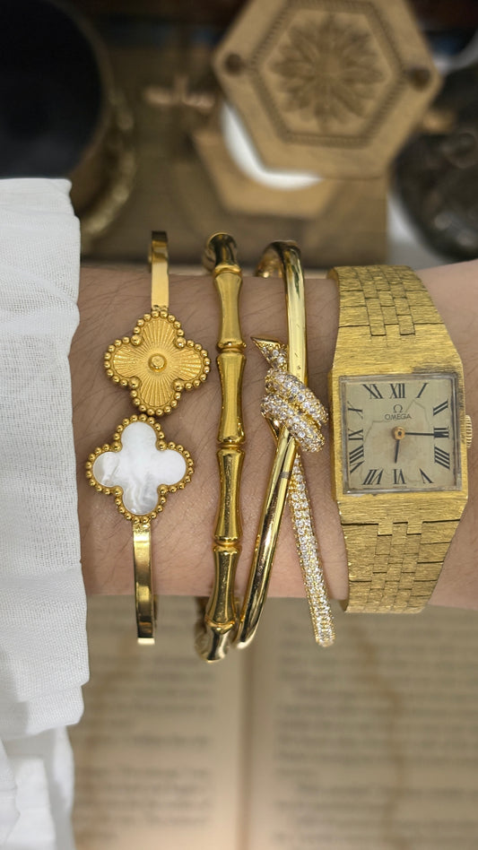 Rare Dainty Vintage Omega Swiss Roman Dial Mini Tank Watch in Gold Tone Quartz