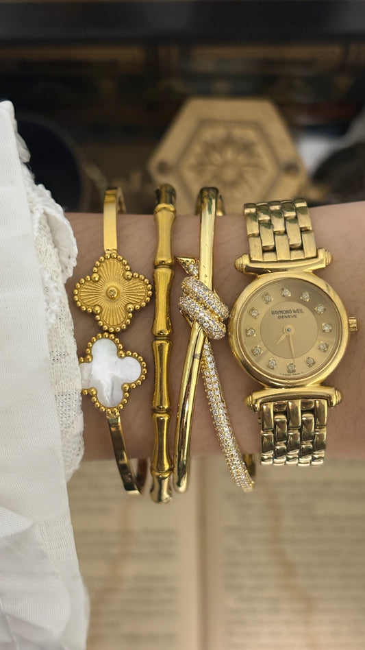 Rare Vintage Raymond Weil Swiss Rhinestone Indices Dress Watch in Gold Tone Quartz
