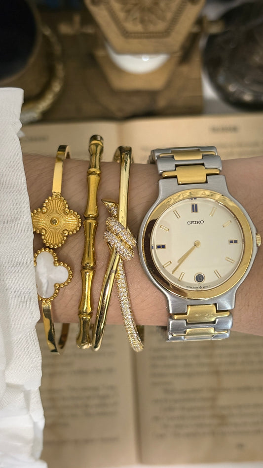 Rare Seiko Presage Date Window Watch in Two-Tone Quartz