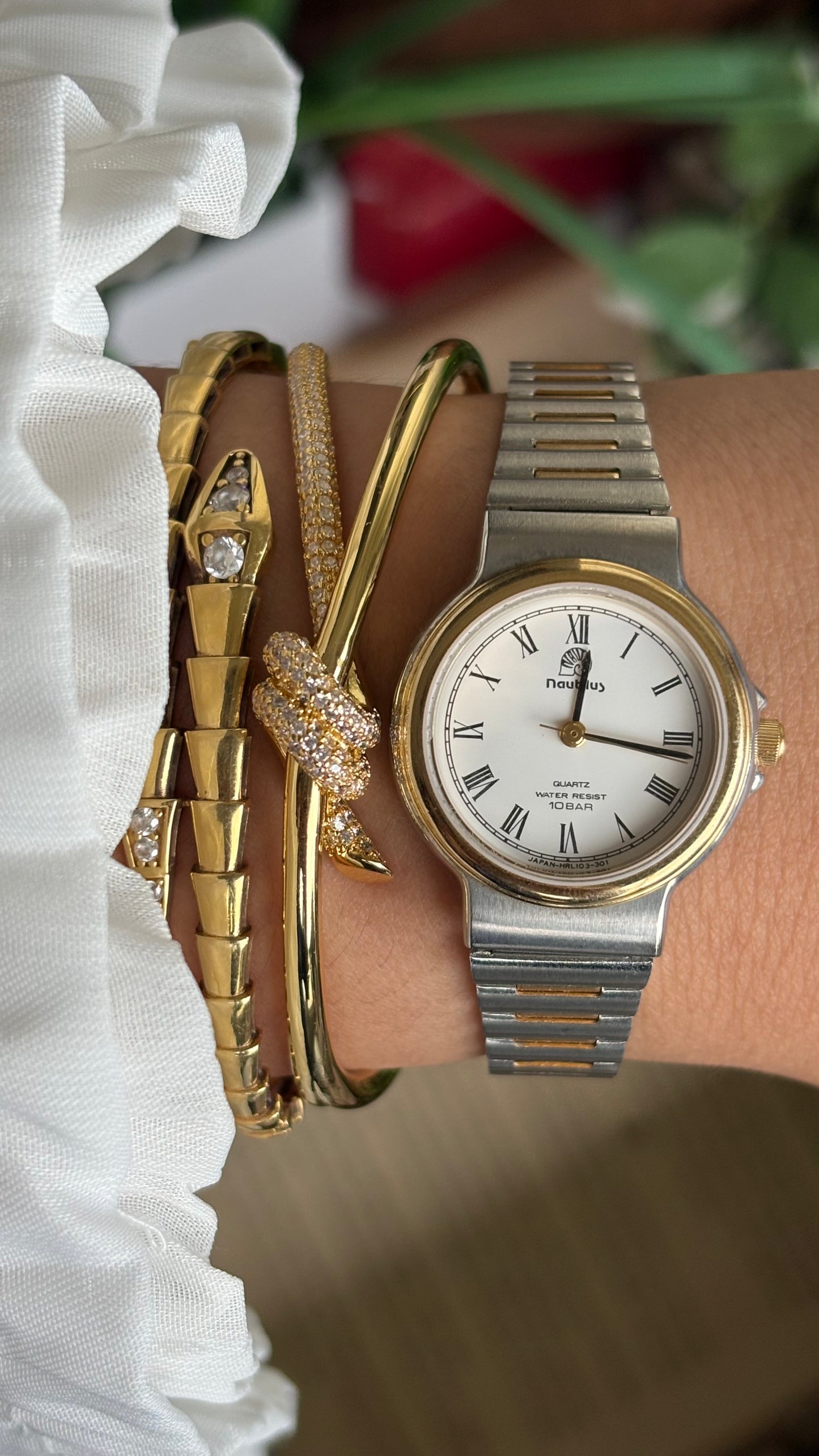 Vintage Nautilus Watch in Two-Tone Roman Dial