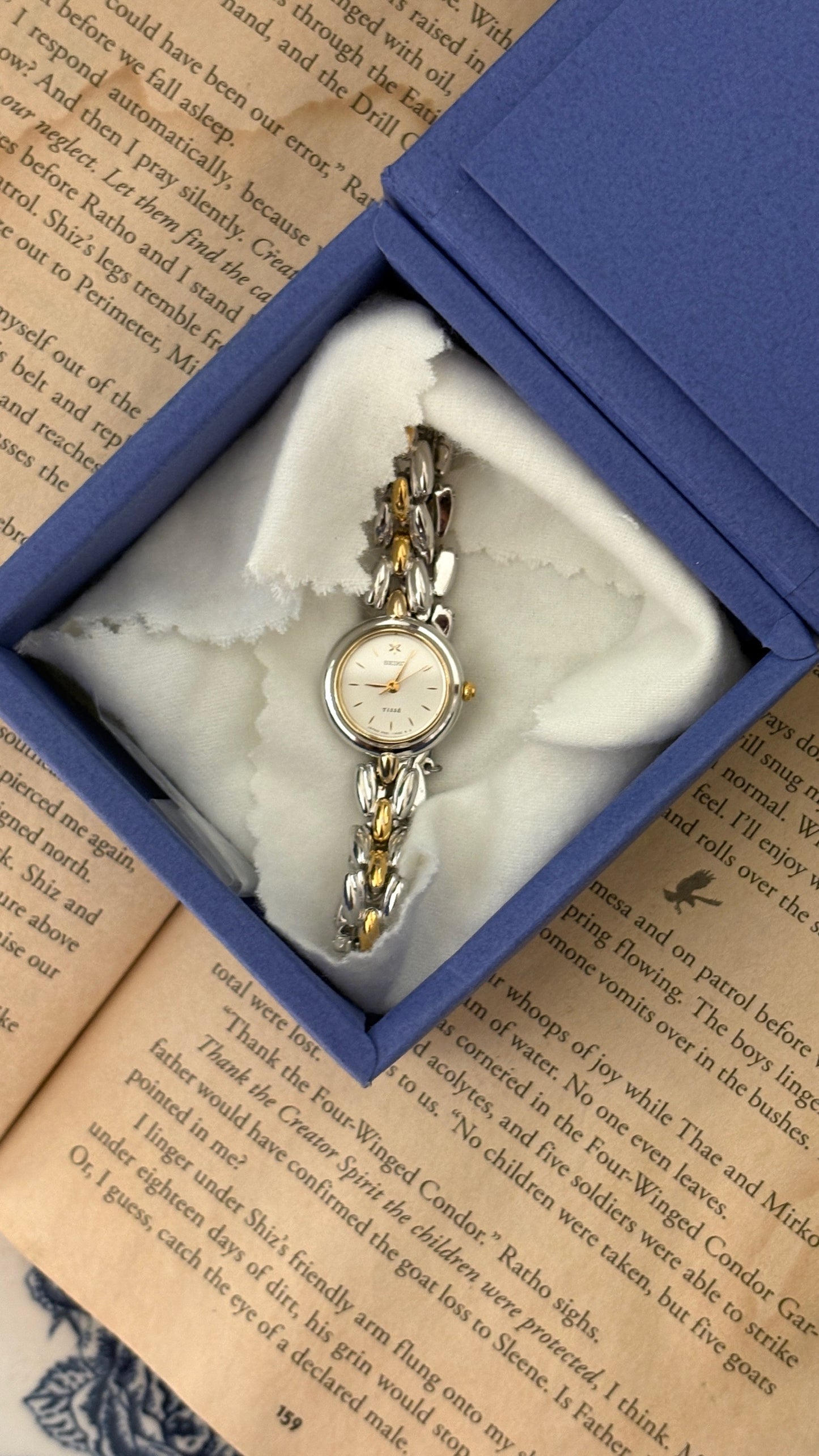 Extremely Rare Boxed Vintage Seiko Tisse Watch in Two-Tone Quartz