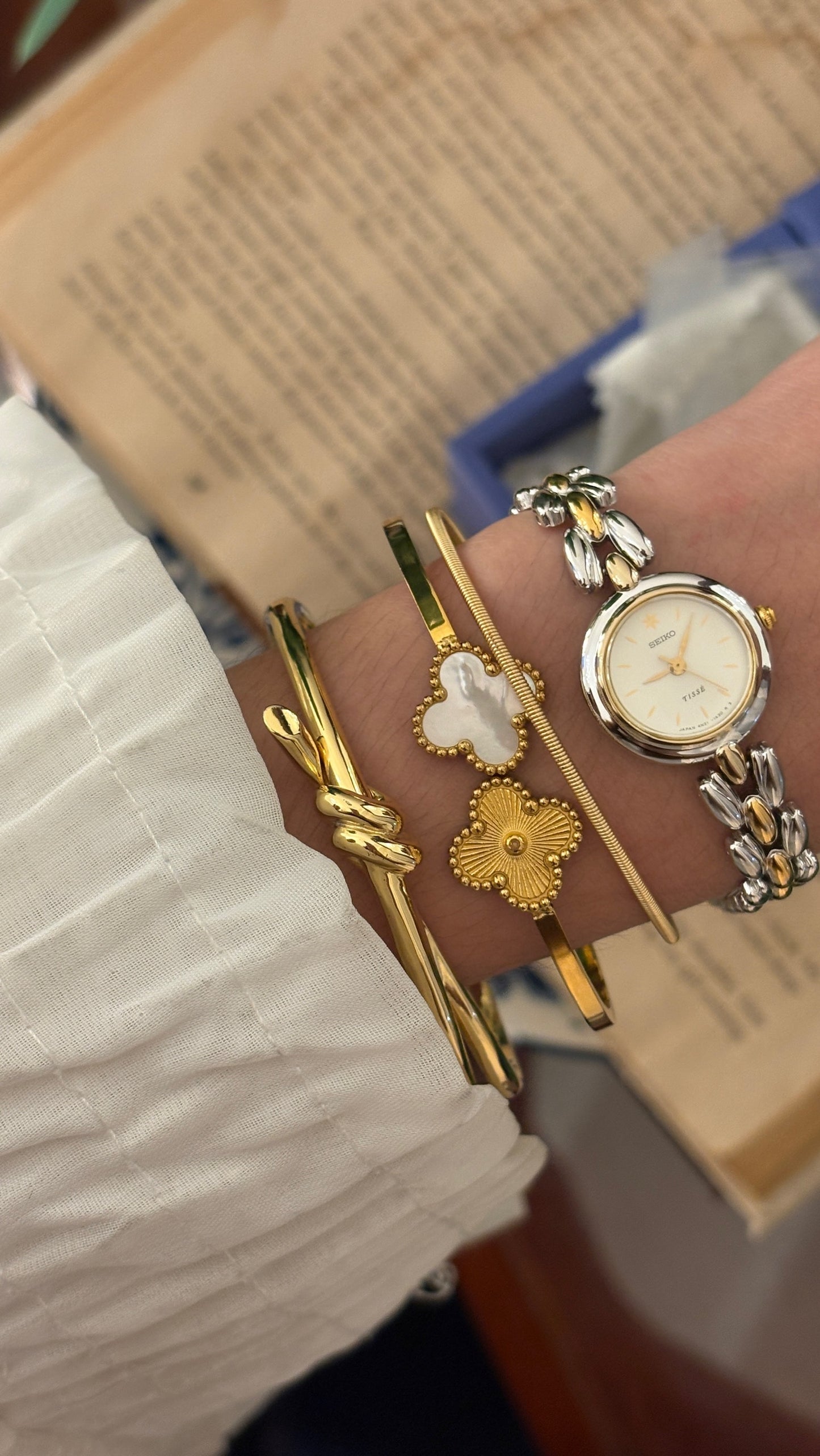 Extremely Rare Boxed Vintage Seiko Tisse Watch in Two-Tone Quartz