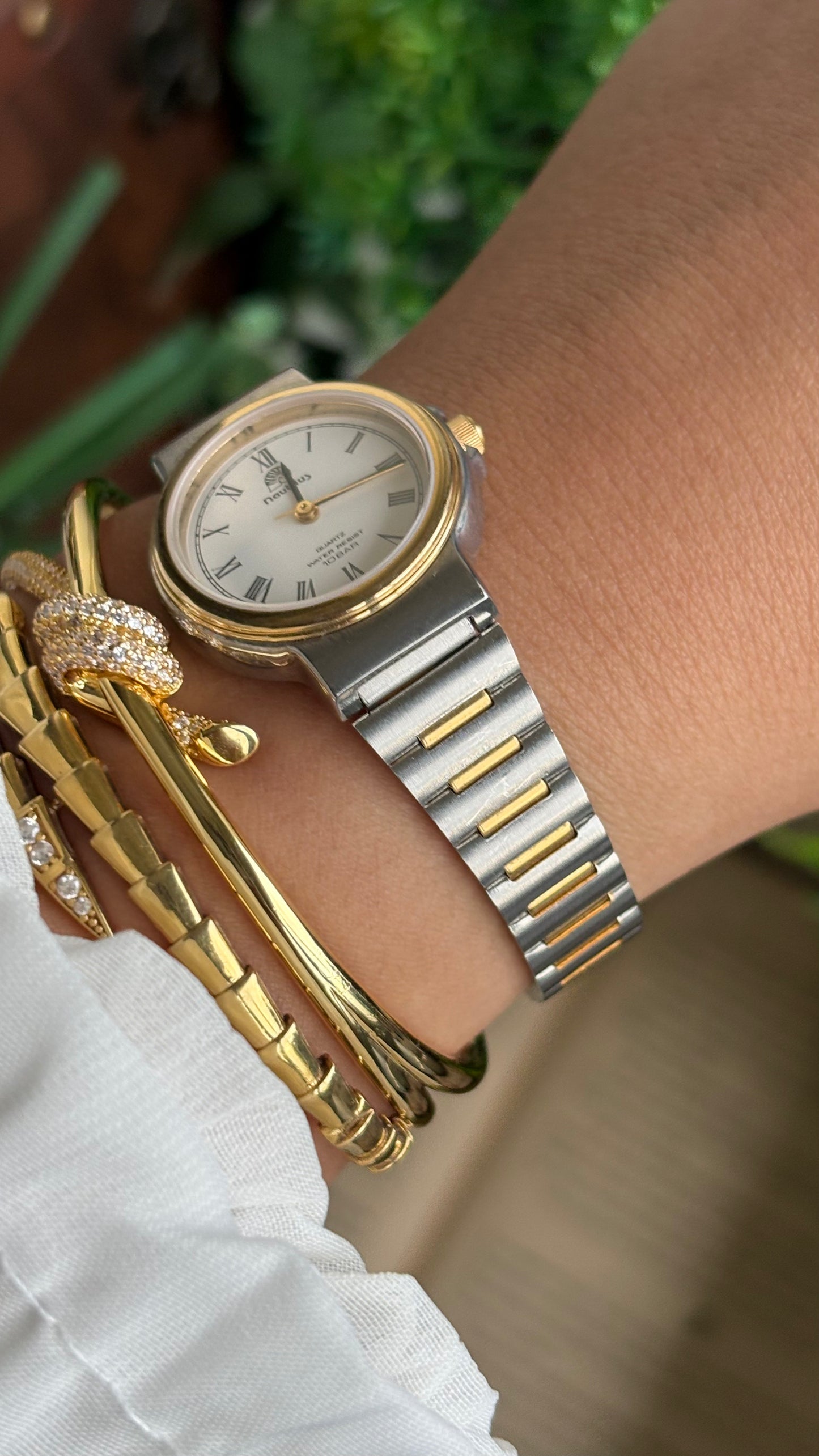 Vintage Nautilus Watch in Two-Tone Roman Dial