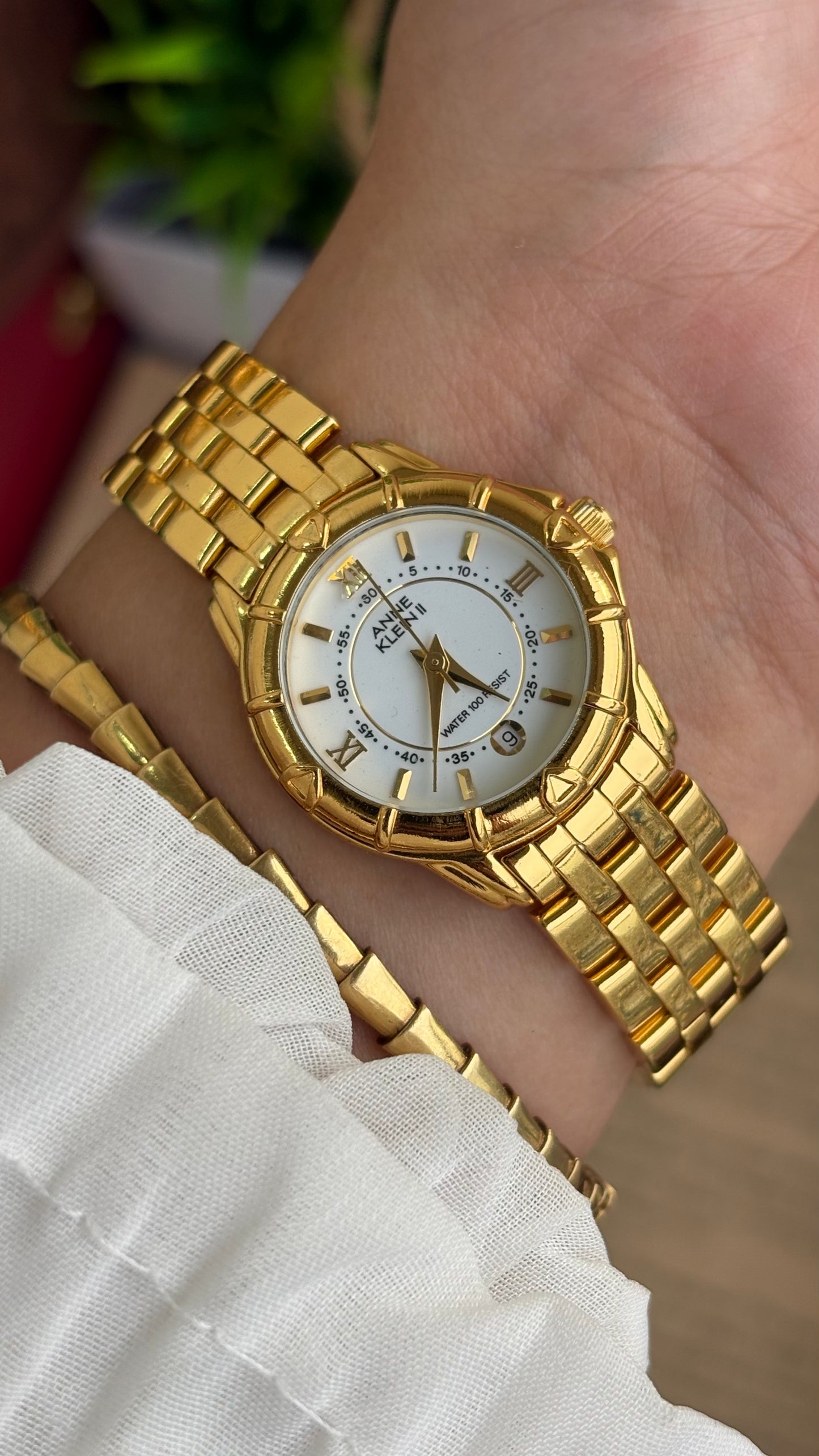 Vintage Anne Klein II Watch in Gold Tone with Window Date – Clockwork ...