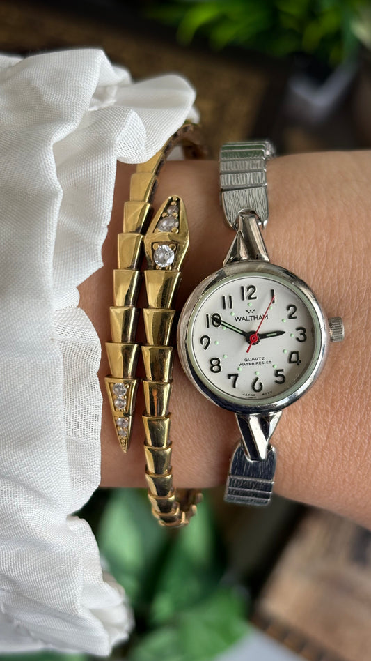Vintage Waltham Watch in Silver Tone Stretch Band