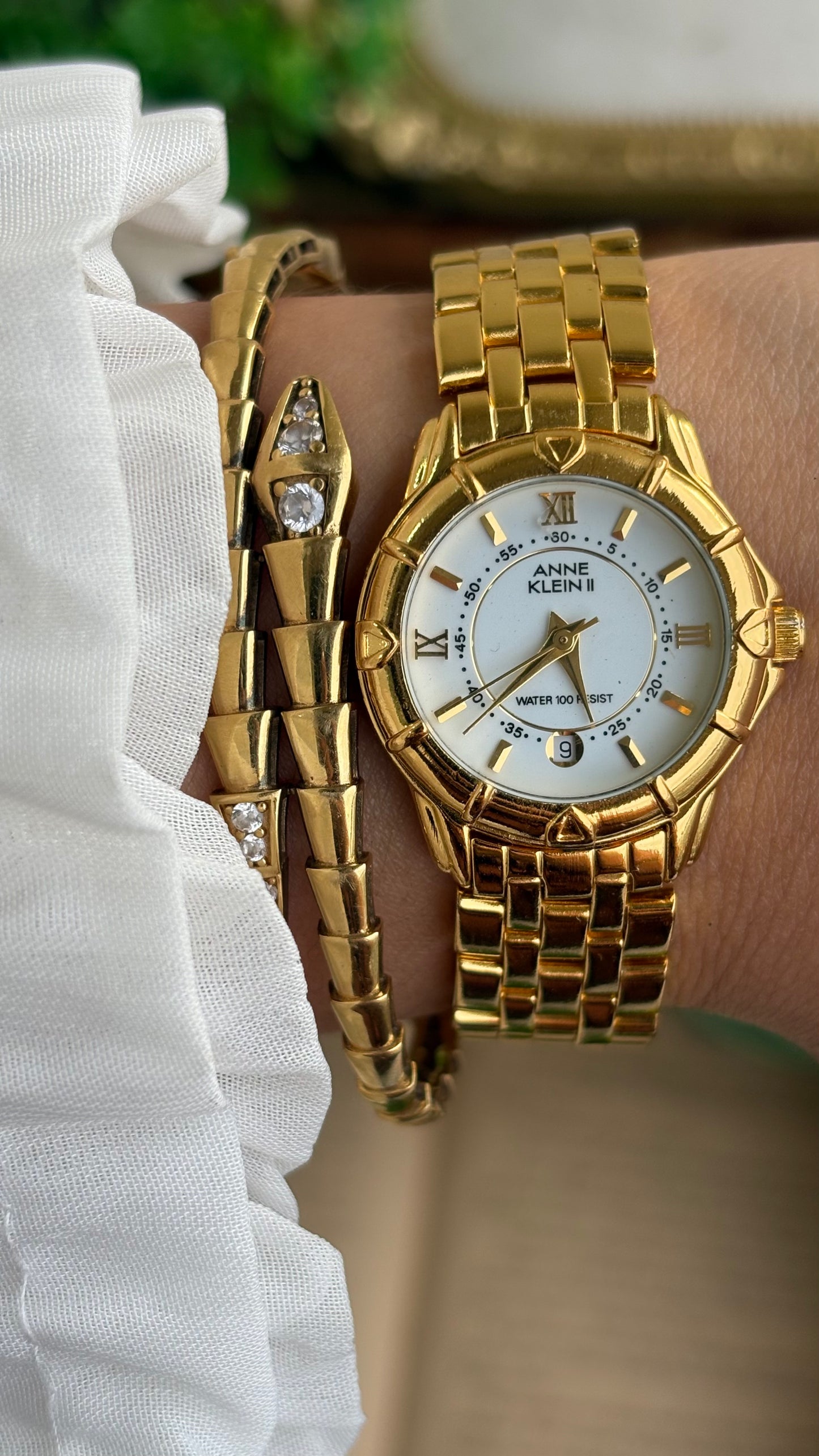 Vintage Anne Klein II Watch in Gold Tone with Window Date – Clockwork ...