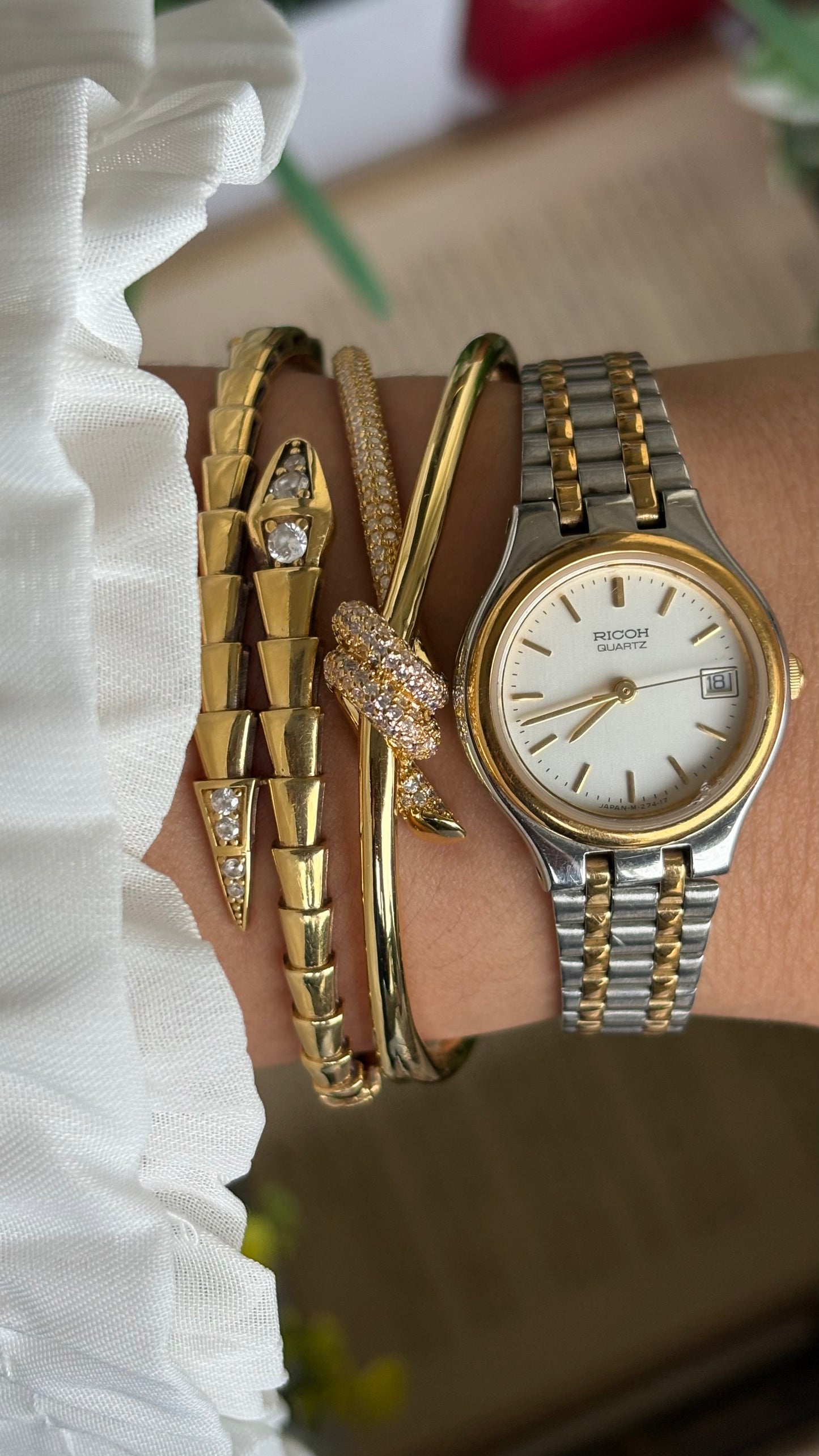 Vintage Ricoh Elemex Corp Watch in Two-Tone with Date Window