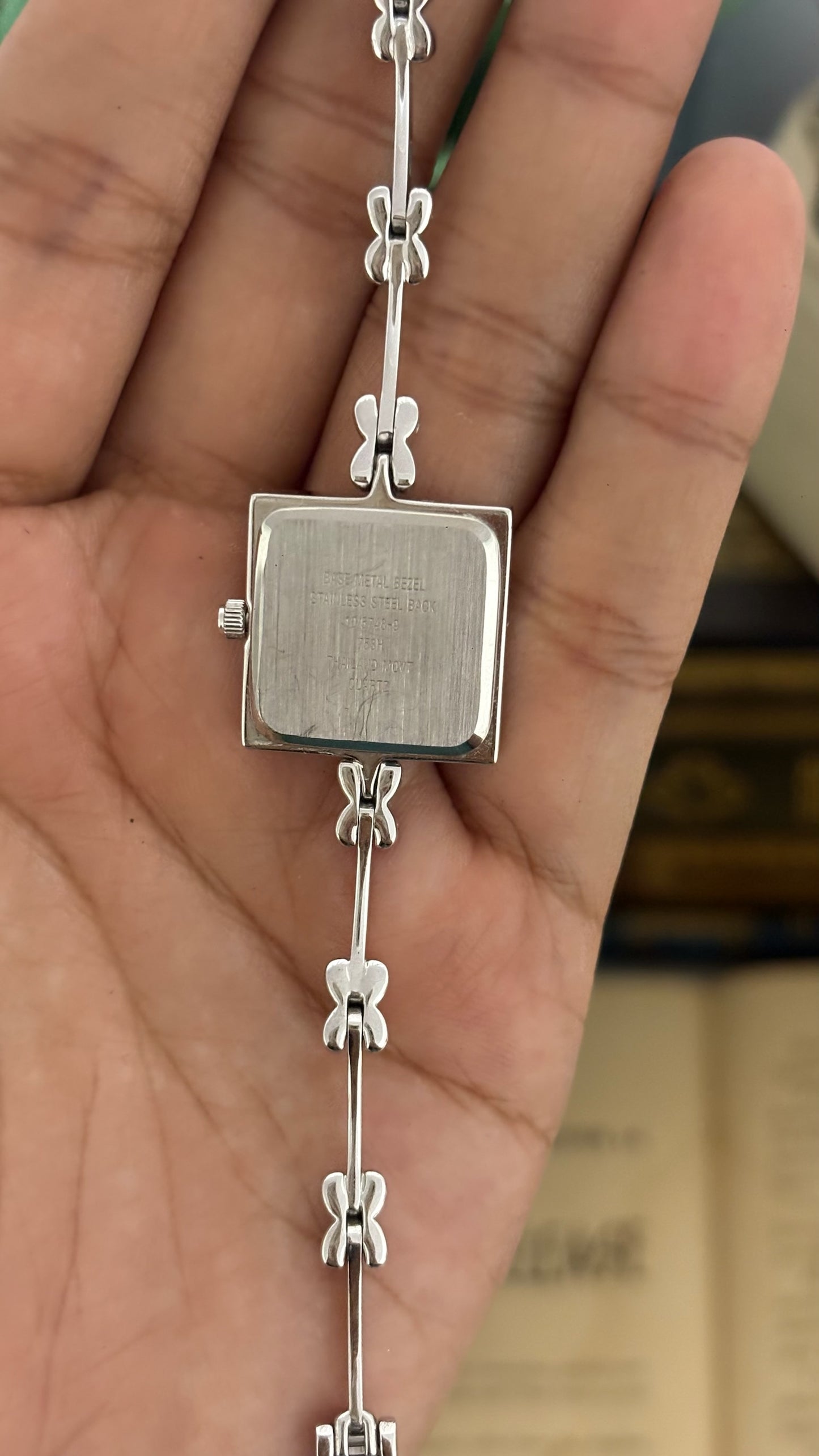 Vintage Anne Klein Cross Bracelet Watch in Silver Tone Quartz