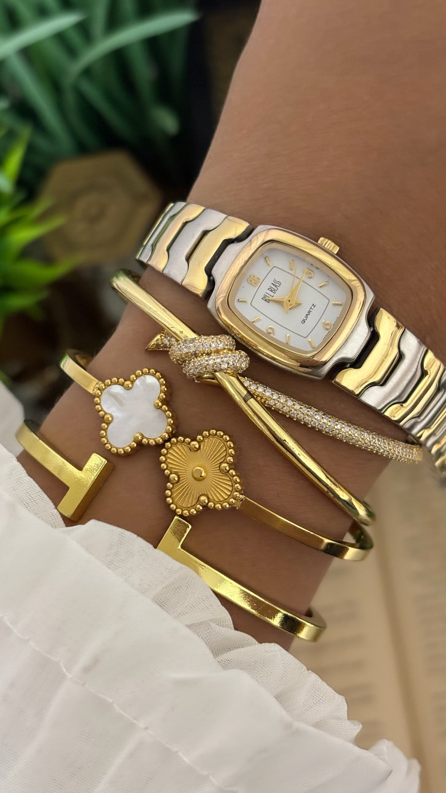 Vintage Bill Blass Mini Tank Watch in Two-Tone Quartz