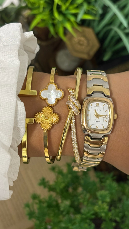 Vintage Bill Blass Mini Tank Watch in Two-Tone Quartz