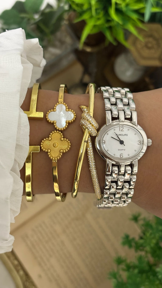 Vintage Rumours Ellipsis Watch in Silver Tone Quartz