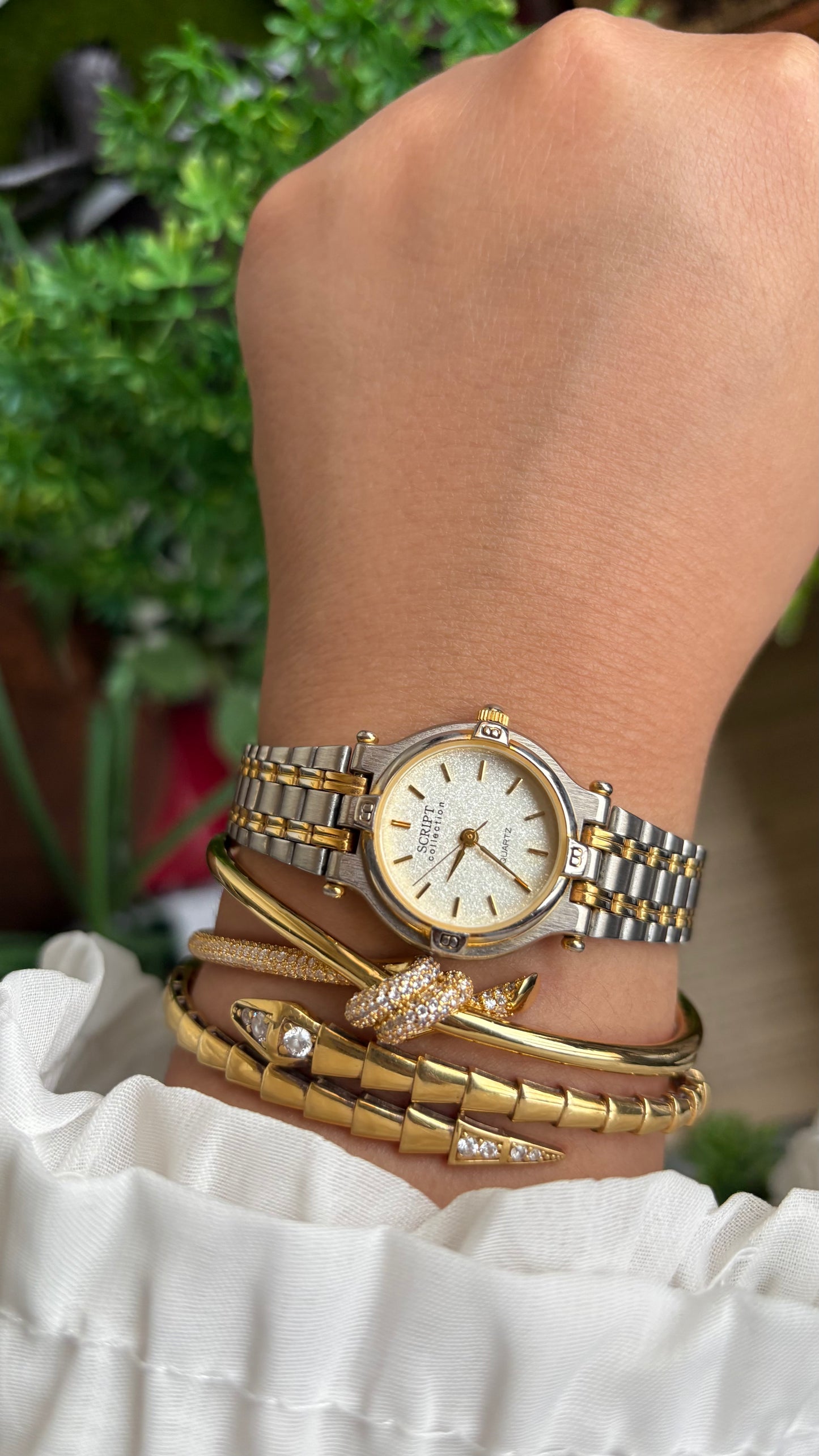 Vintage Script Collection Watch in Two-Tone Gucci Style