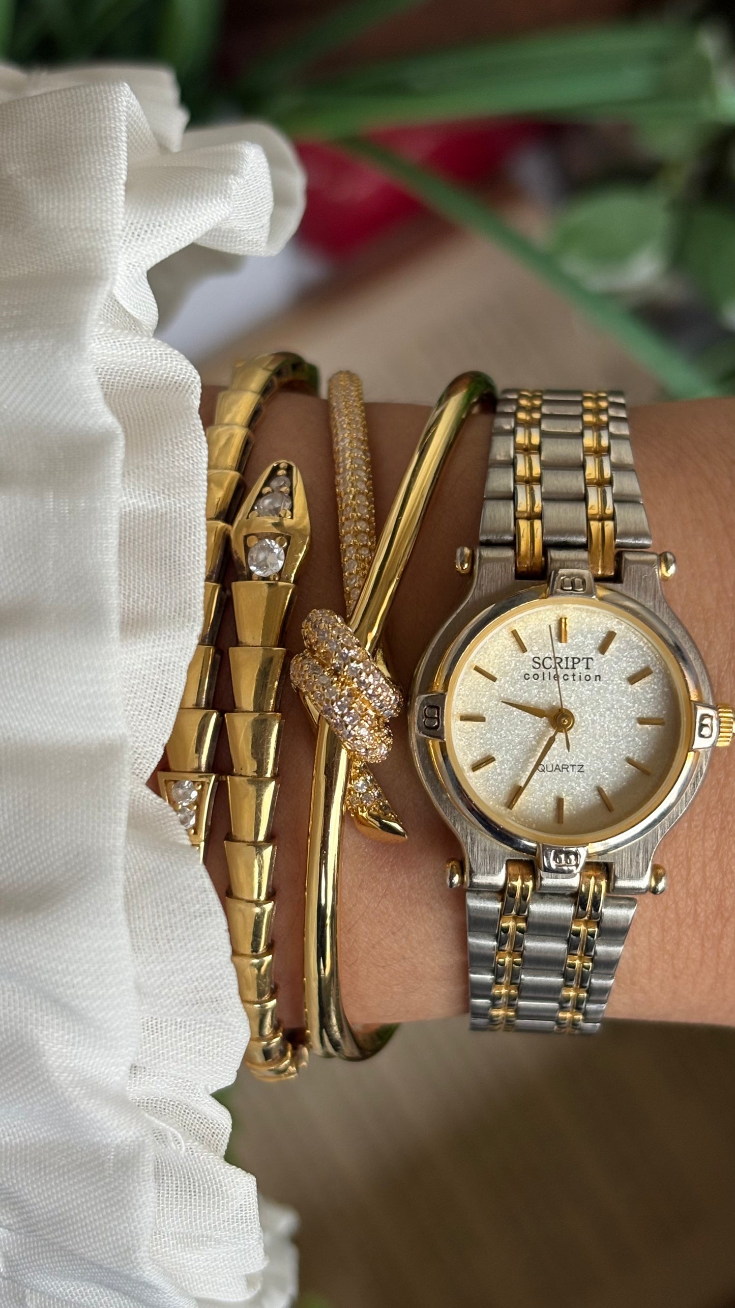 Vintage Script Collection Watch in Two-Tone Gucci Style