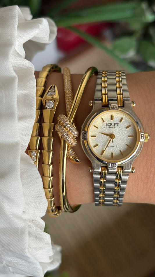 Vintage Script Collection Watch in Two-Tone Gucci Style