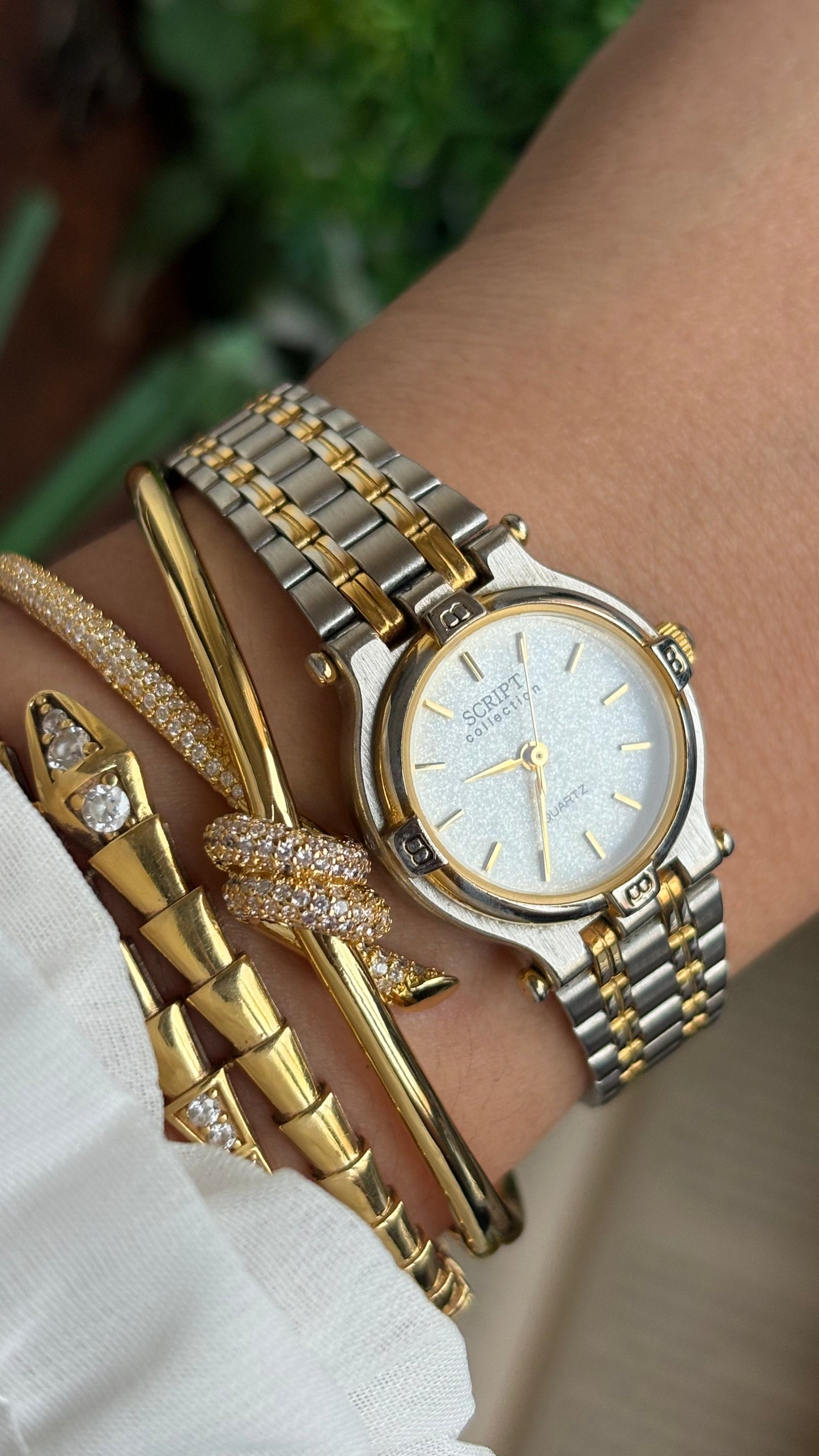 Vintage Script Collection Watch in Two-Tone Gucci Style