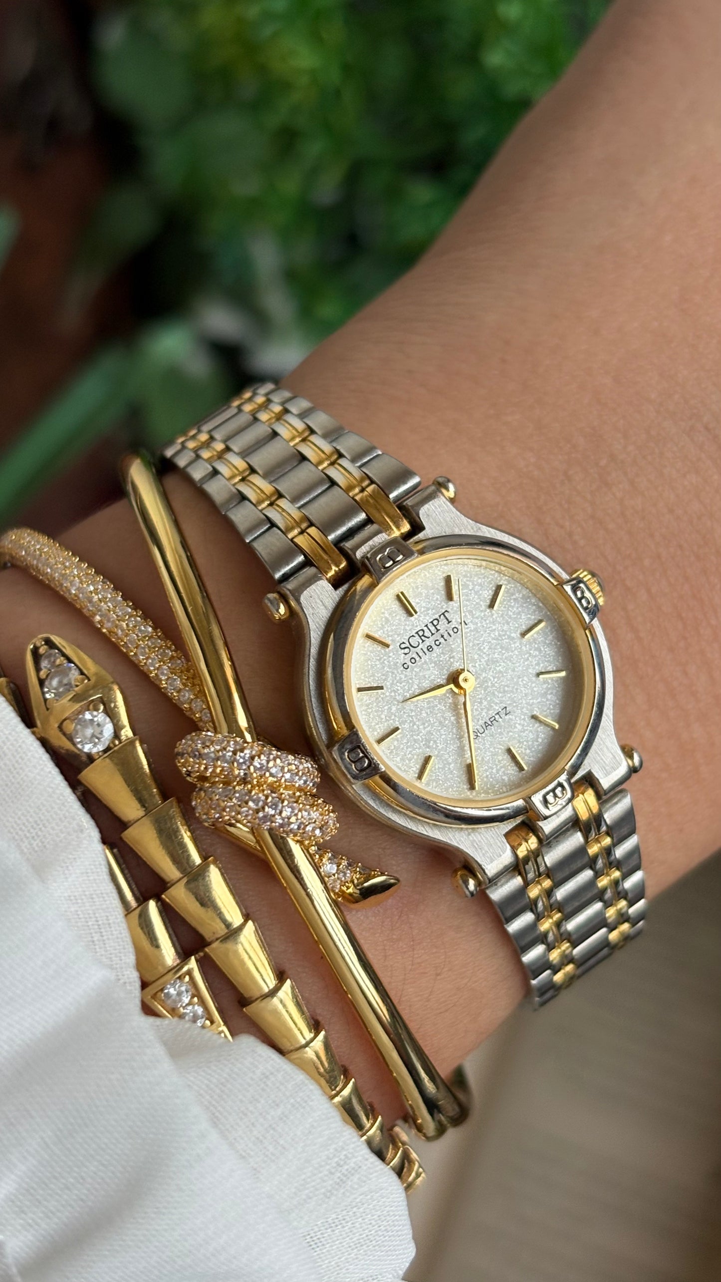 Vintage Script Collection Watch in Two-Tone Gucci Style