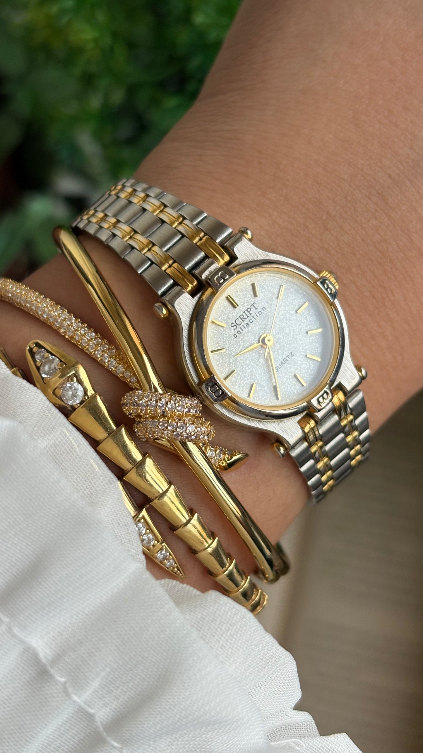 Vintage Script Collection Watch in Two-Tone Gucci Style