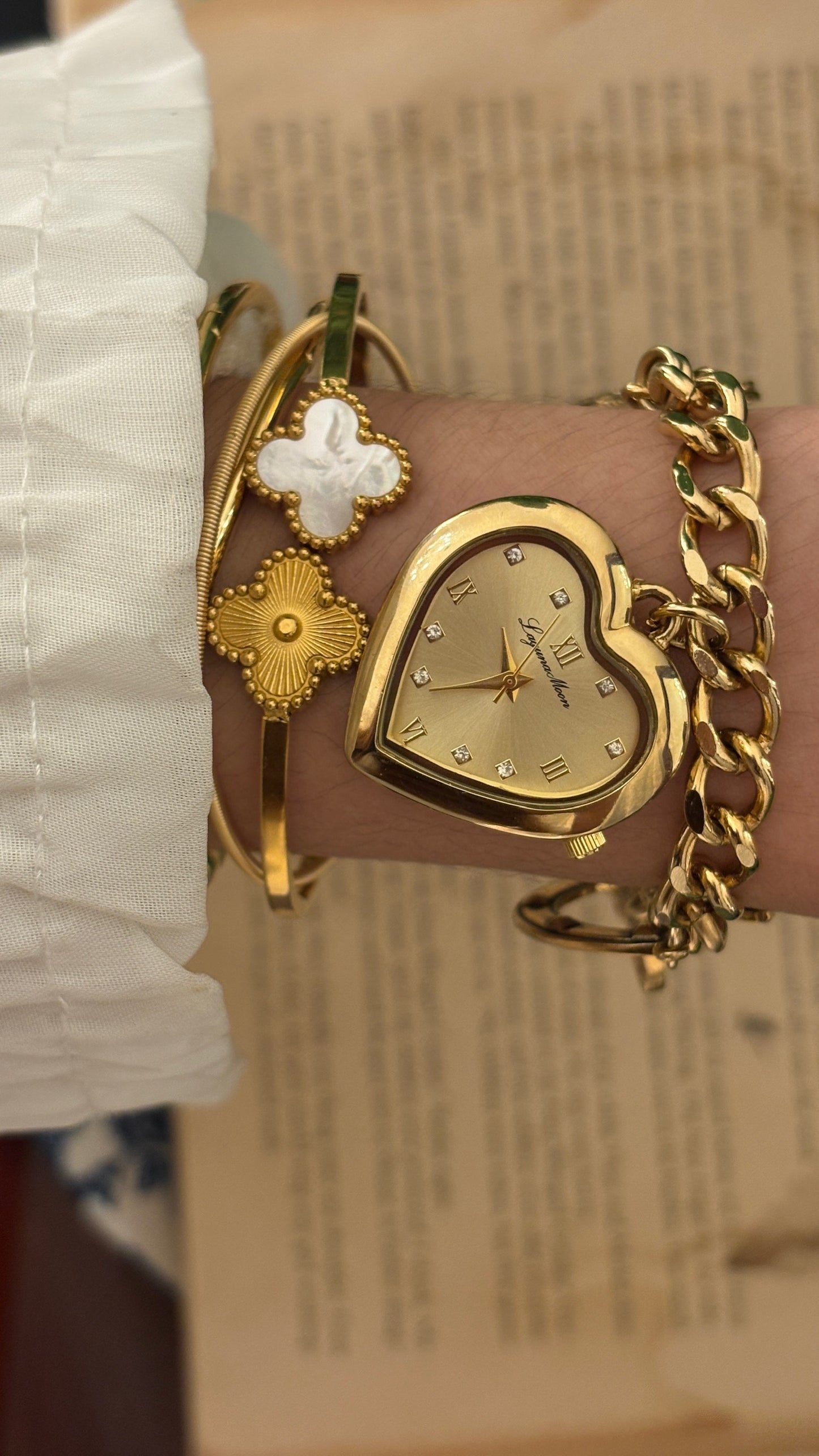 Rare Boxed Vintage Laguna Moon Charm Watch in Gold Tone Quartz