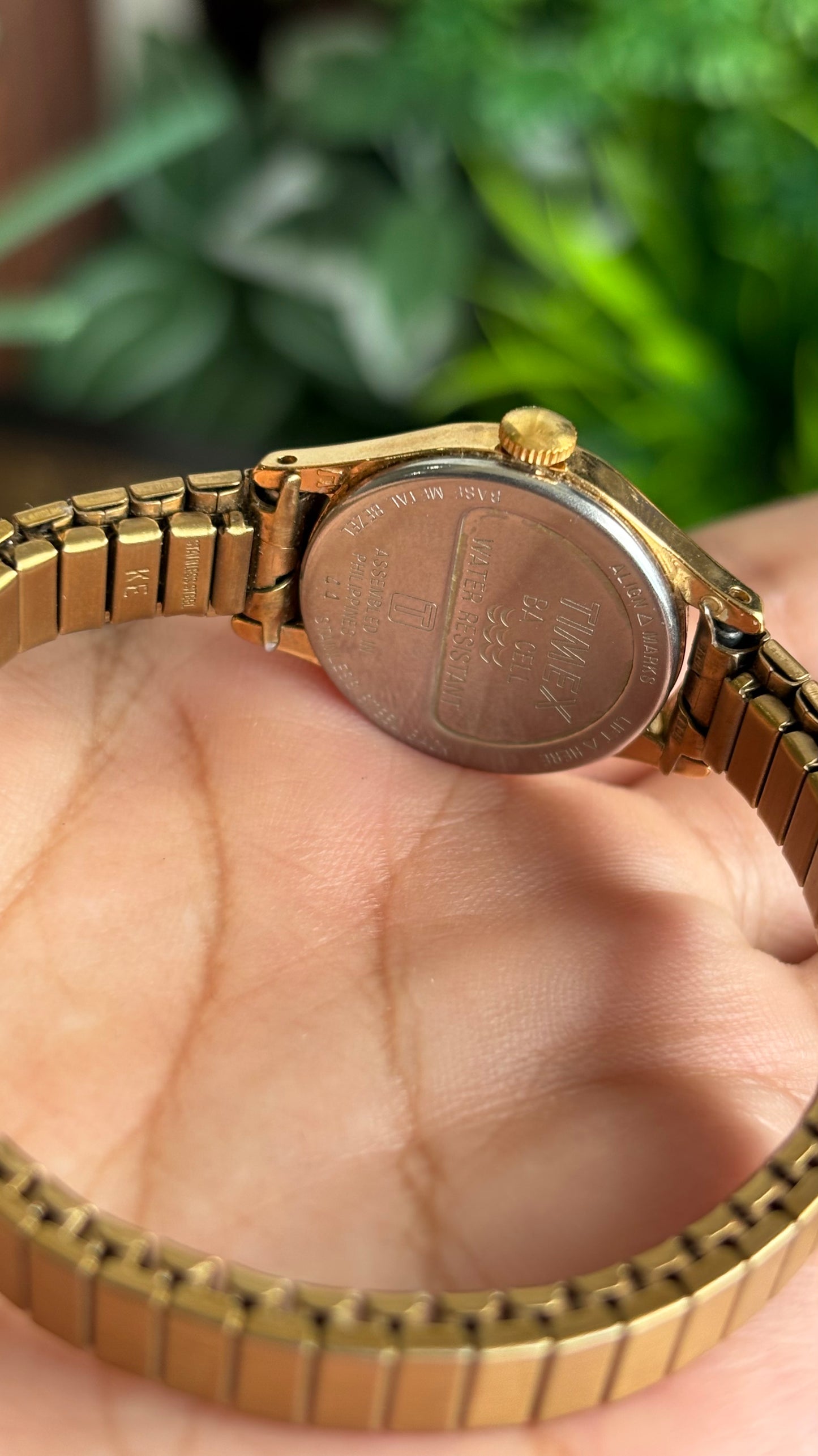 Vintage Timex Watch in Gold Tone Stretch Band
