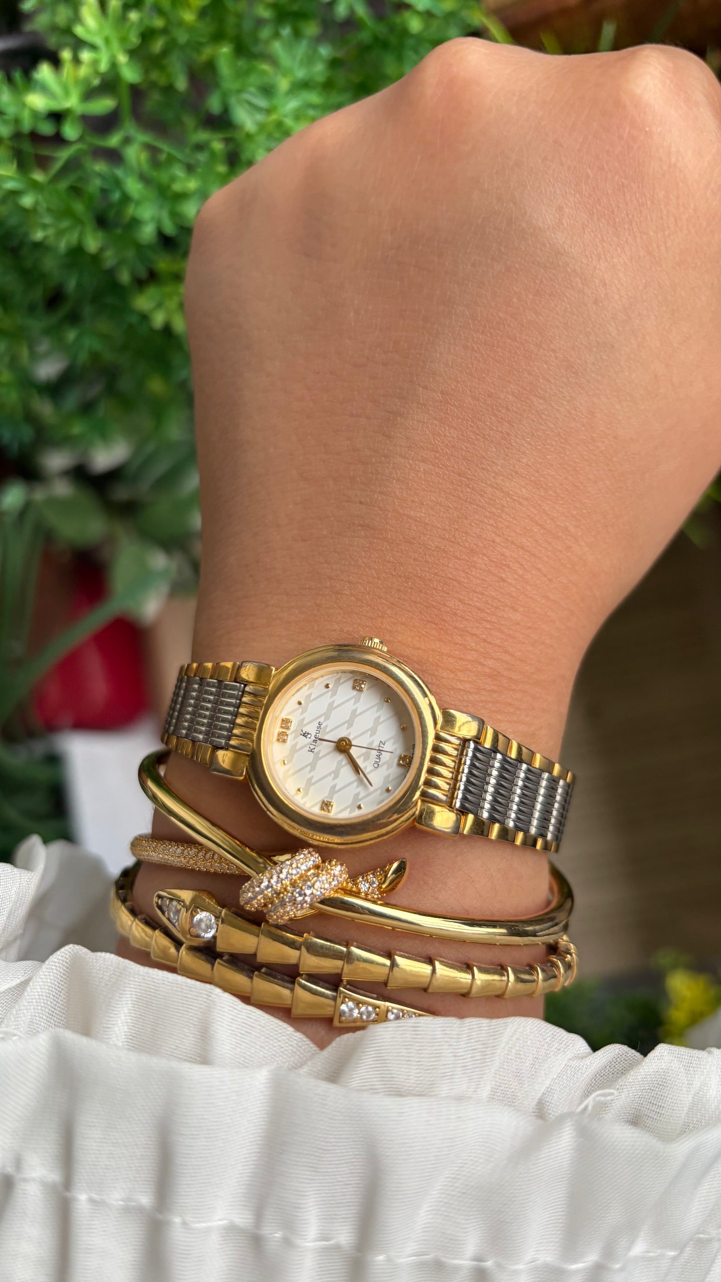 Vintage Klaeuse Watch in Two-Tone Monogram Dial