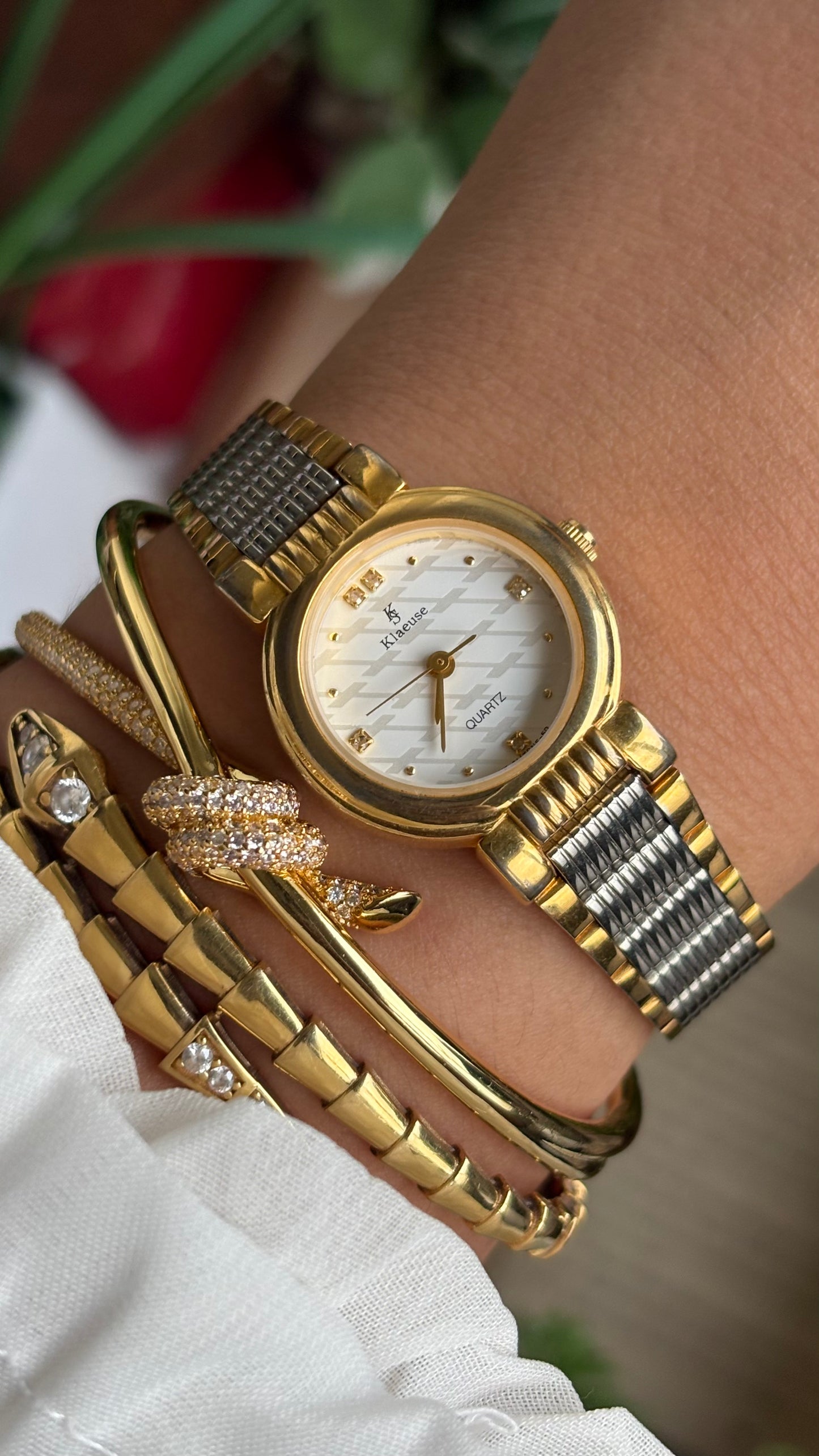 Vintage Klaeuse Watch in Two-Tone Monogram Dial