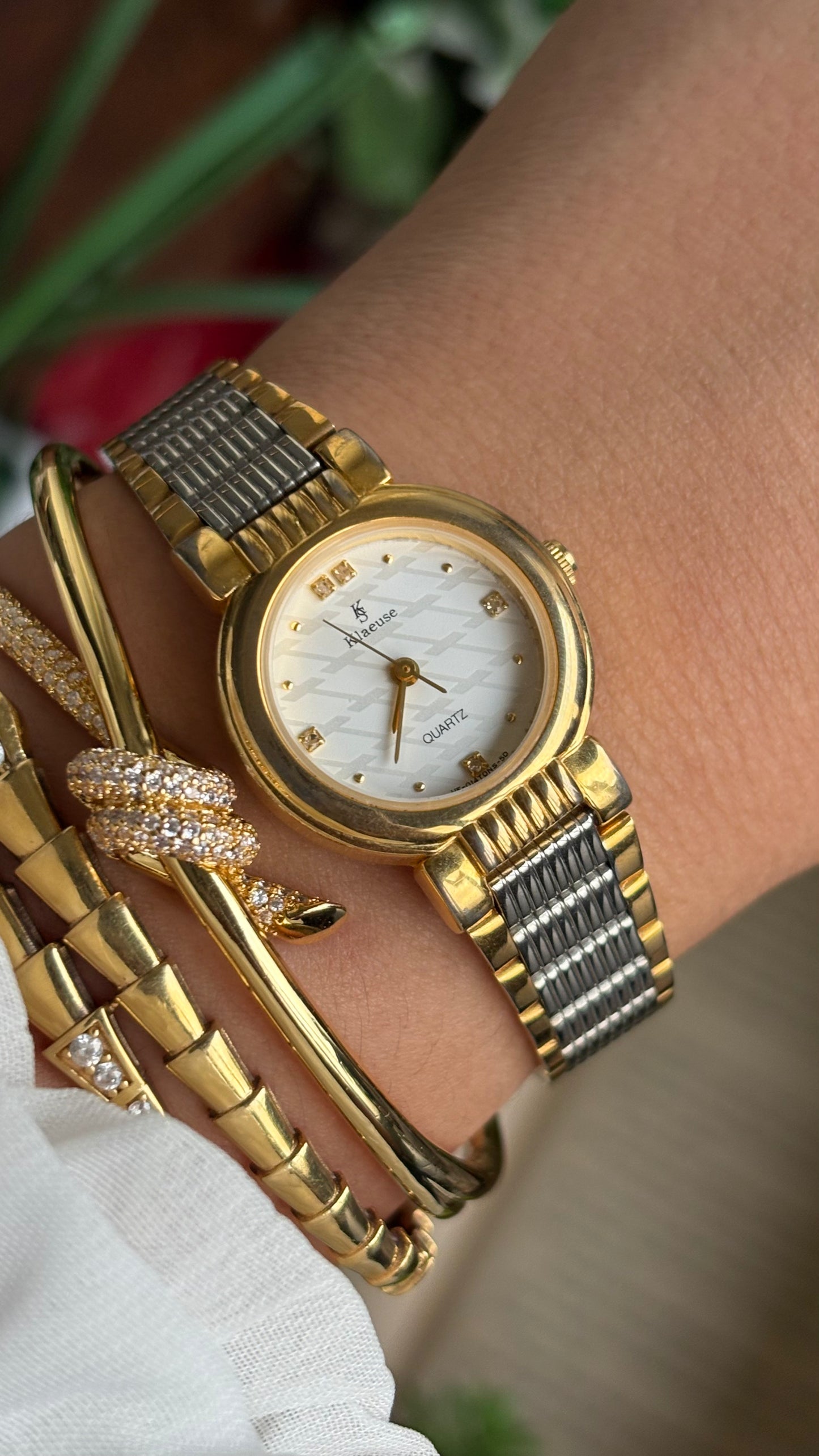 Vintage Klaeuse Watch in Two-Tone Monogram Dial