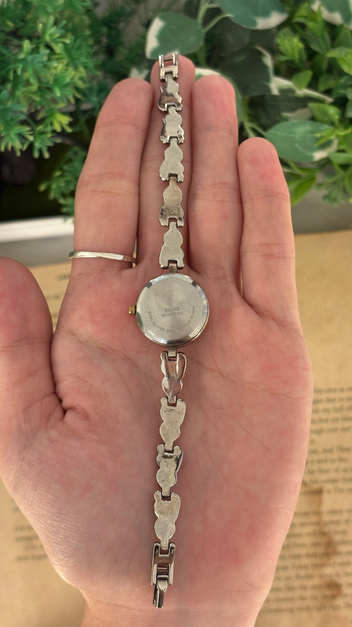 Vintage Krone Garnet Accent Bracelet Watch in Two-Tone Quartz