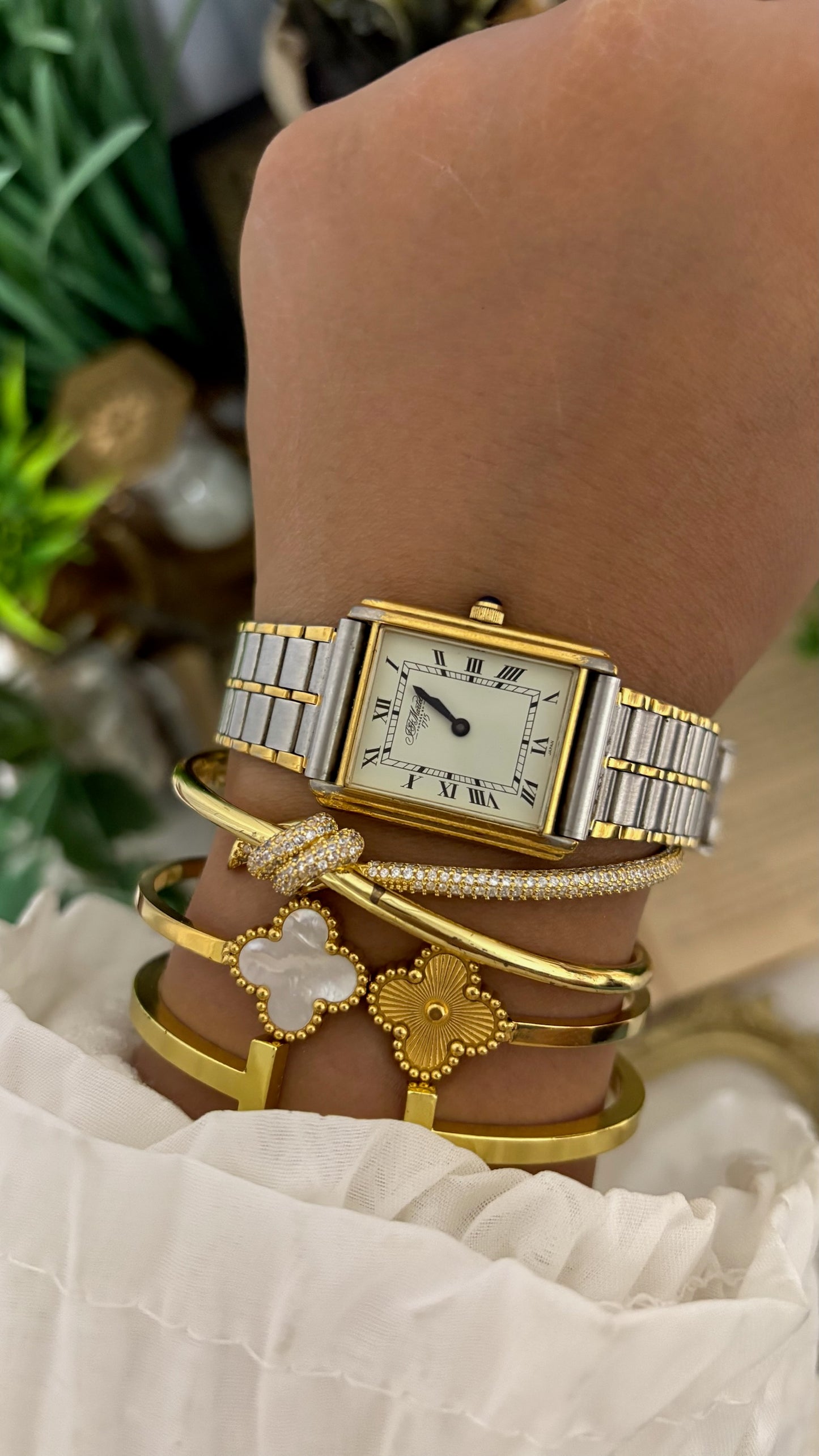 Vintage Martell Watch with Roman Numerals in Two-Tone Gold and Silver Cream Dial Quartz