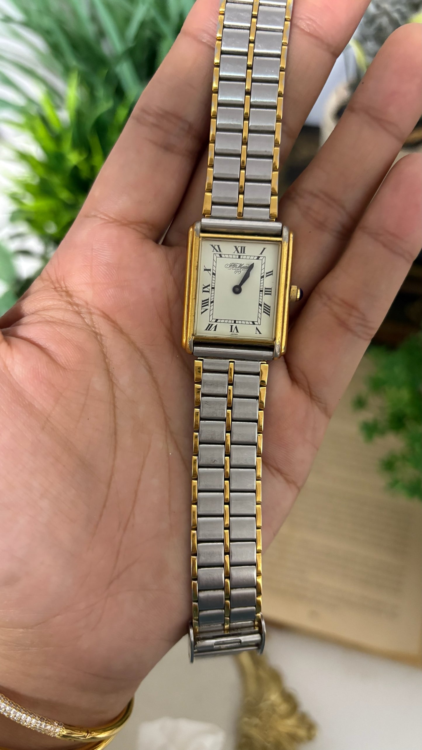Vintage Martell Watch with Roman Numerals in Two-Tone Gold and Silver Cream Dial Quartz
