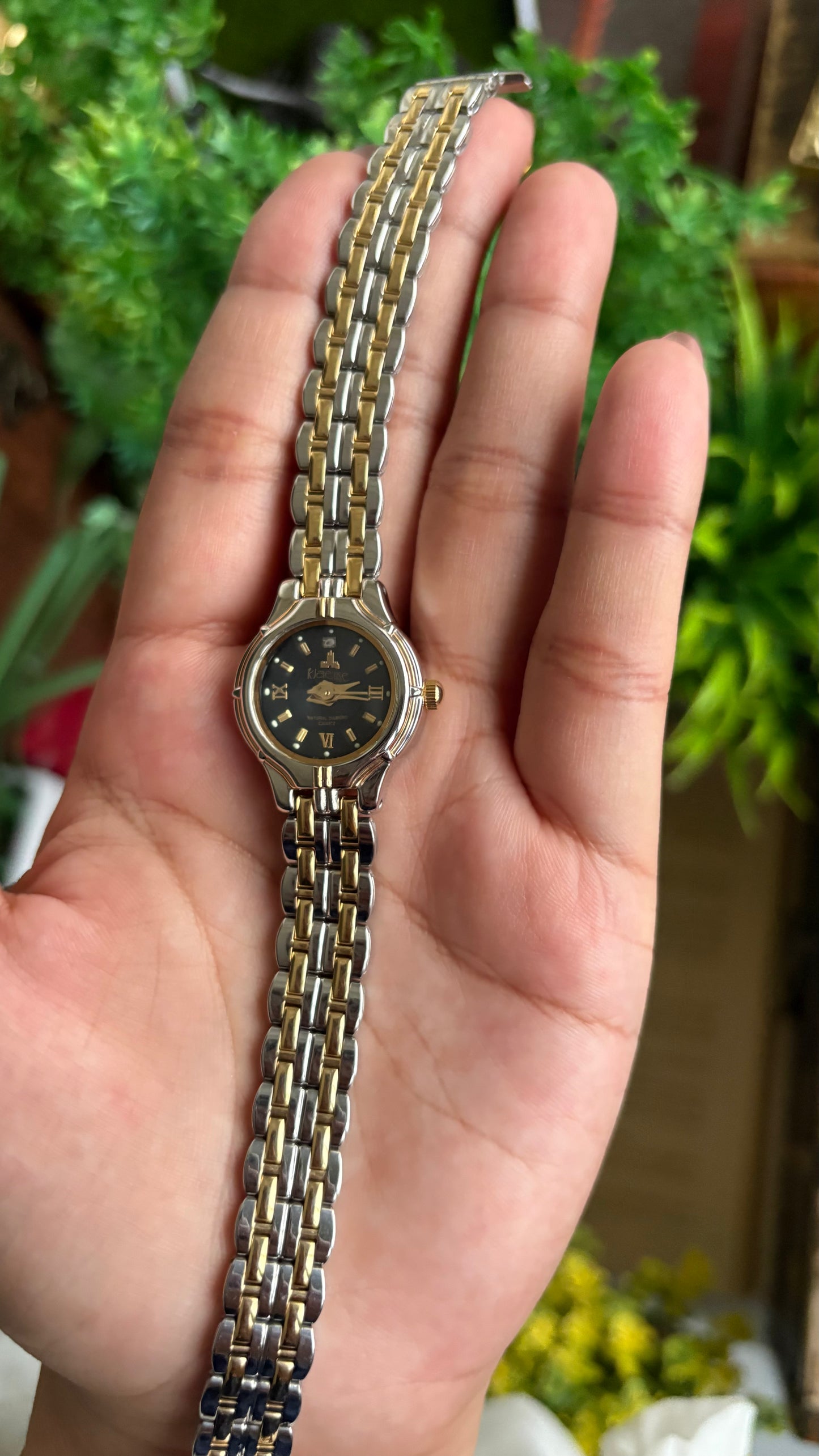 Vintage Klaeuse Watch in Two-Tone  Black Dial Diacut Glass